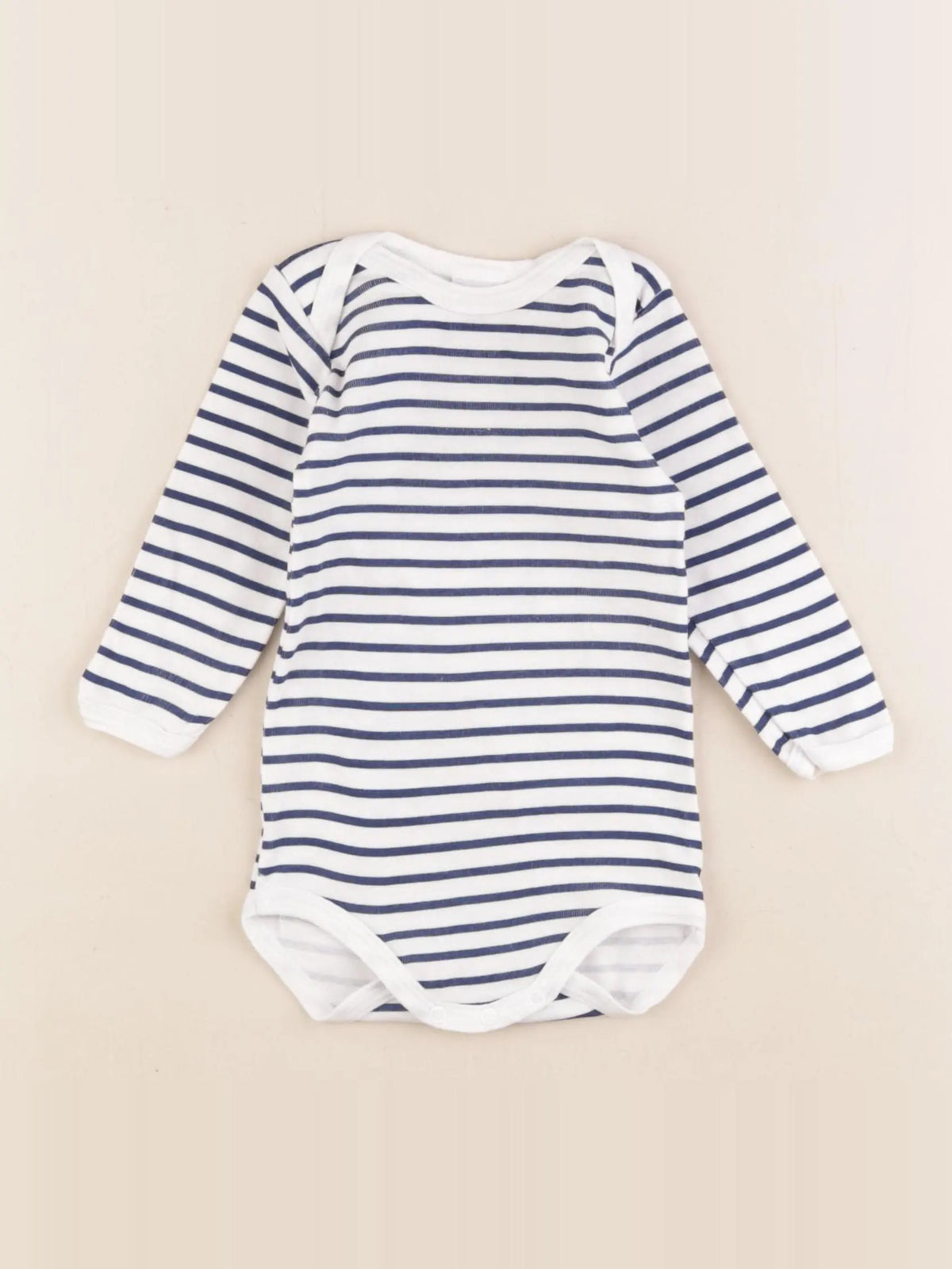 Petit Bateau - body blanc, bleu - 9 mois
