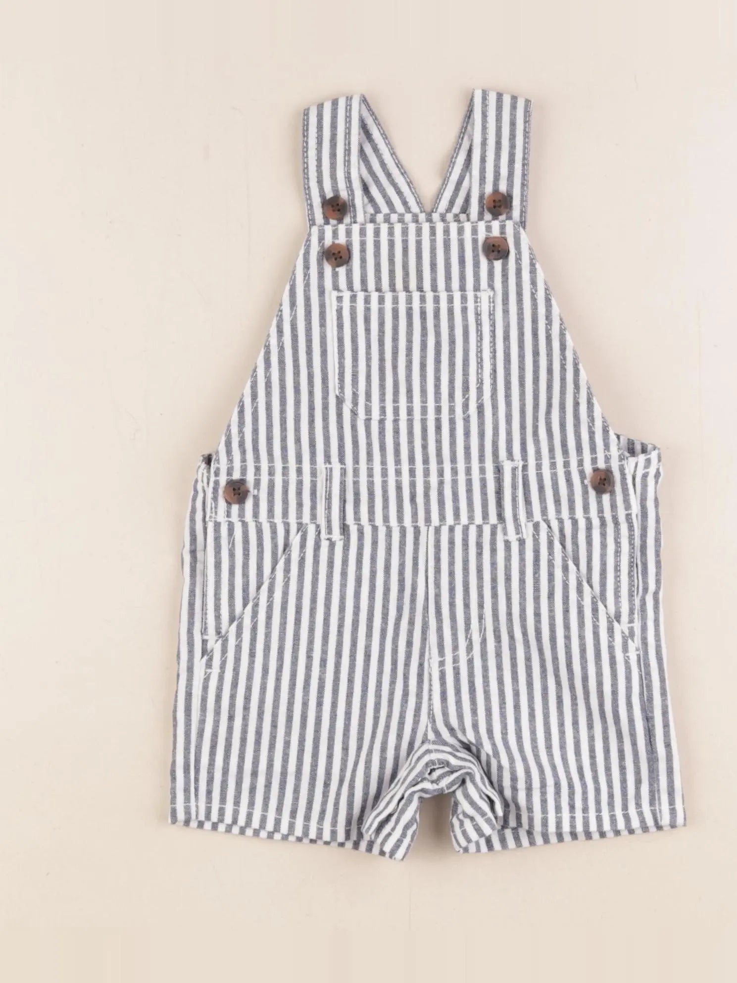 Boutchou - salopette blanc, bleu - 6 mois