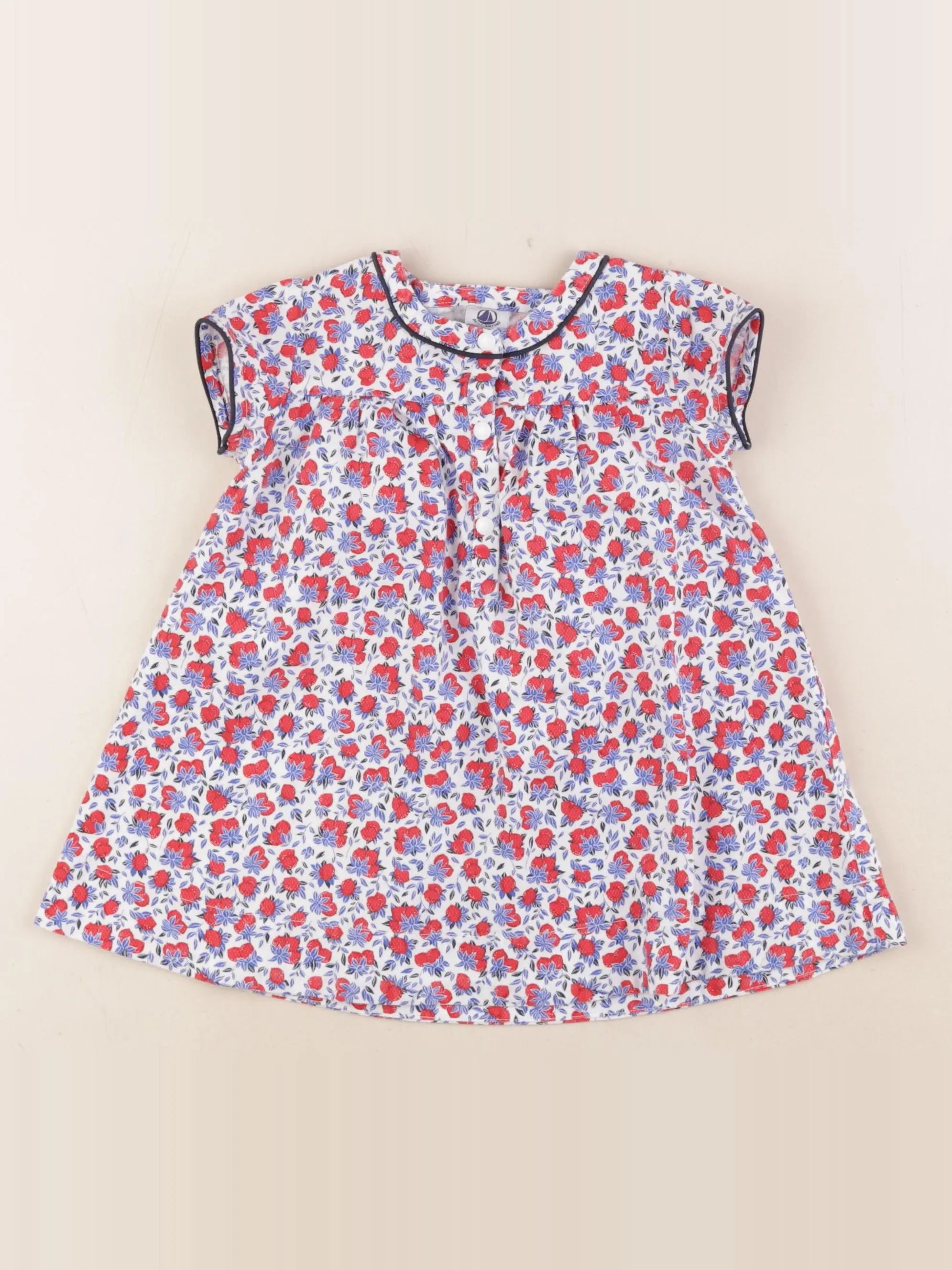 Petit Bateau - robe rouge, bleu - 12 mois
