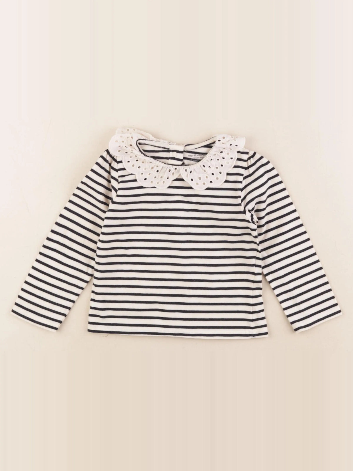 Vertbaudet - tee-shirt beige, bleu - 18 mois