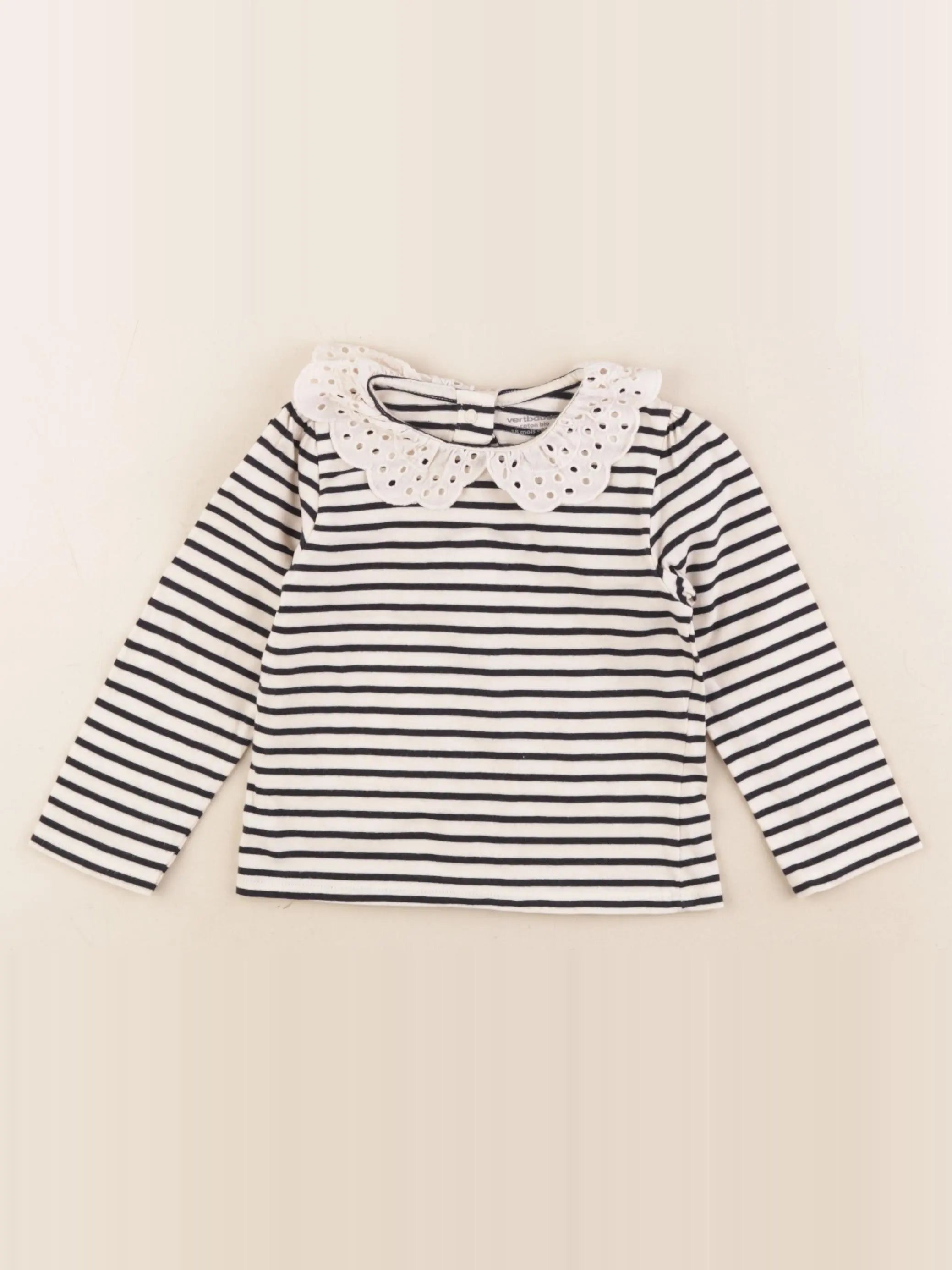 Vertbaudet - tee-shirt beige, bleu - 18 mois