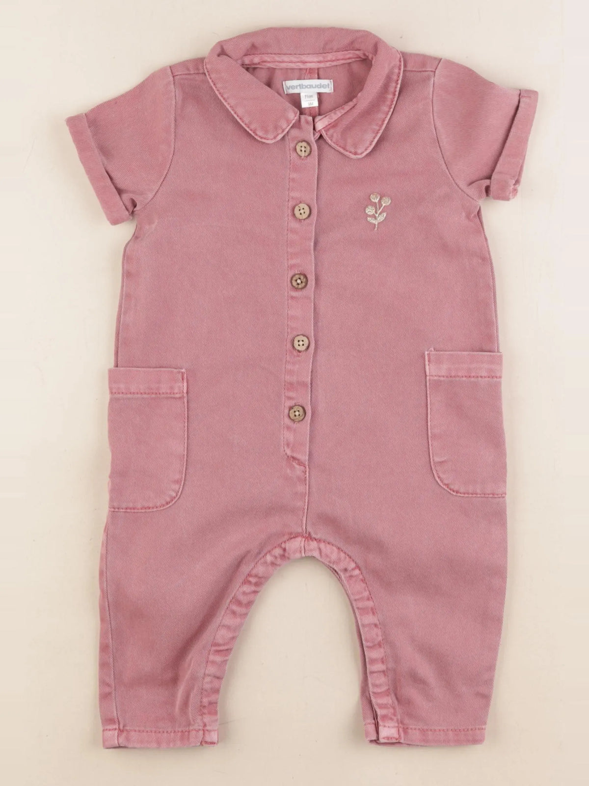 Vertbaudet - combinaison rose - 9 mois