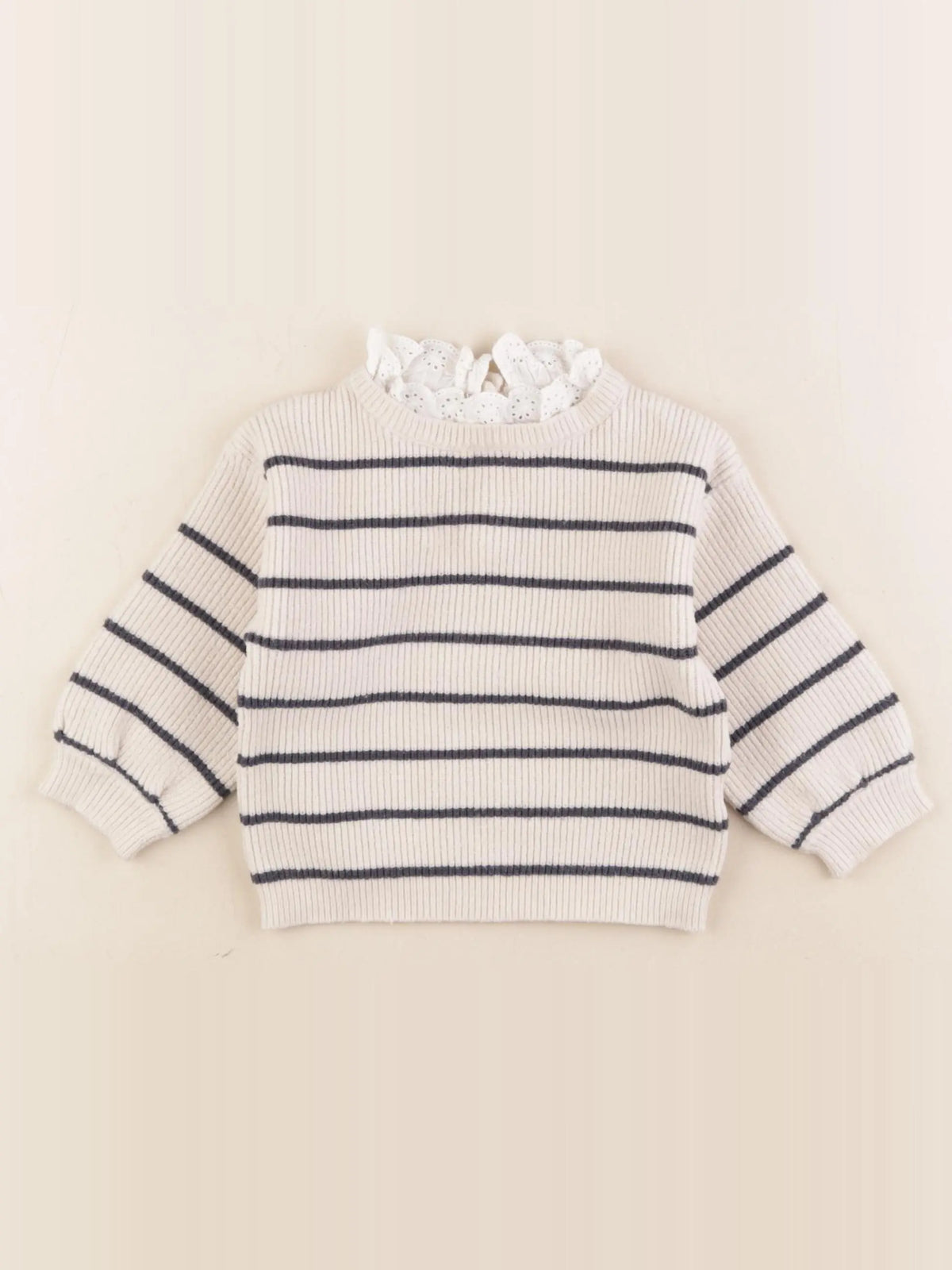 Vertbaudet - pull beige, bleu - 18 mois