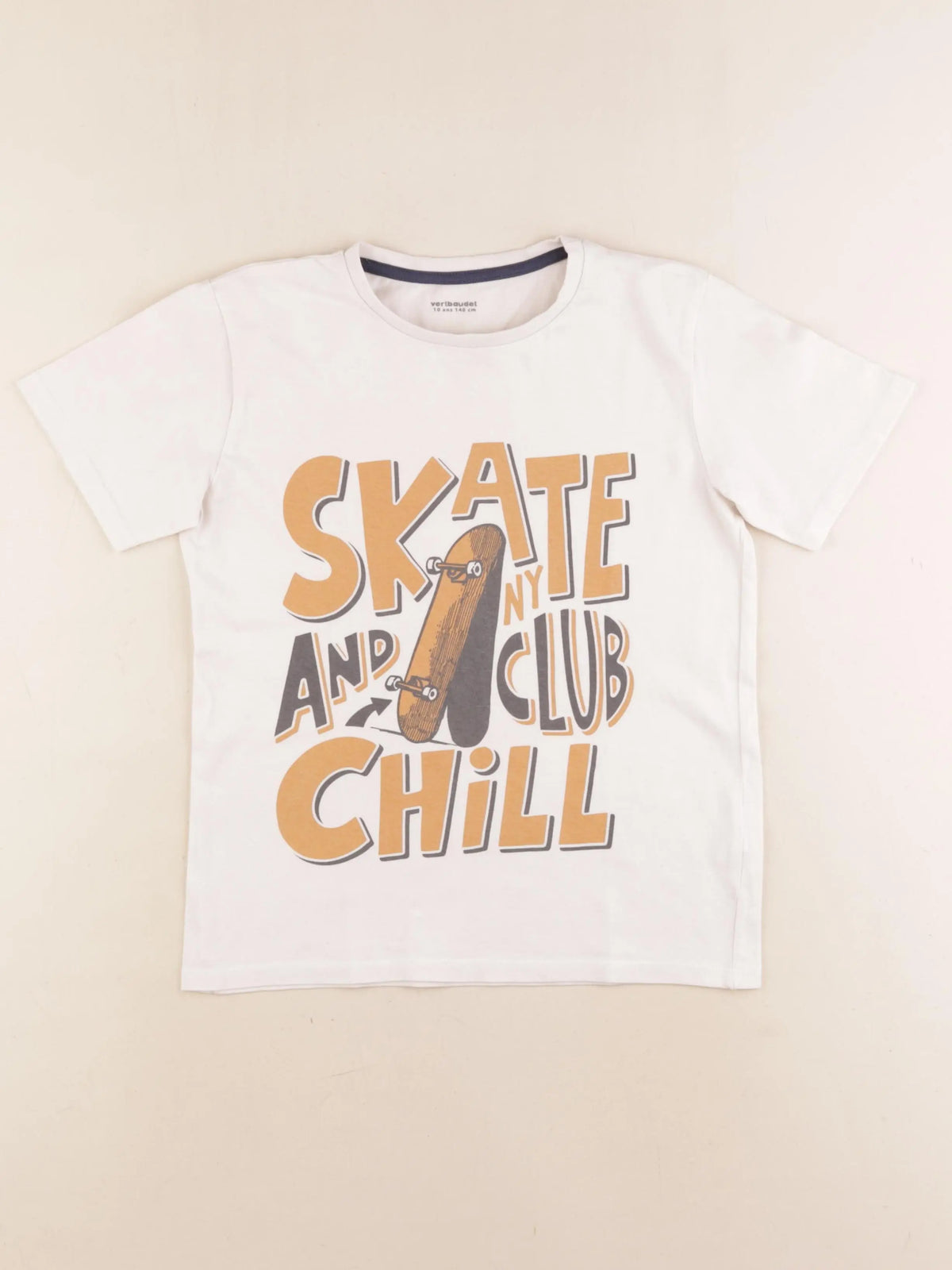 Vertbaudet - tee-shirt coton beige - 10 ans