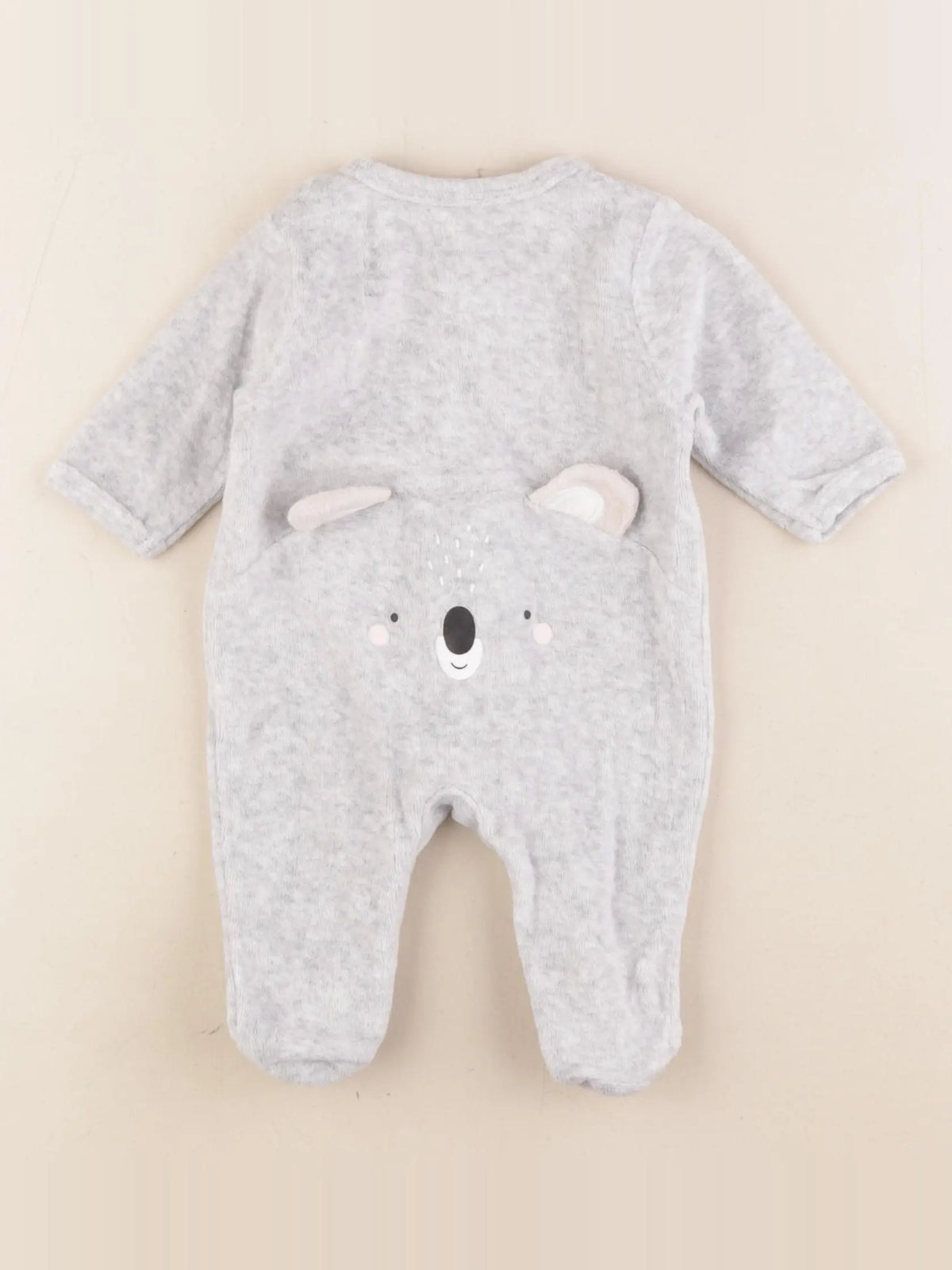 Vertbaudet - pyjama velours gris - 1 mois