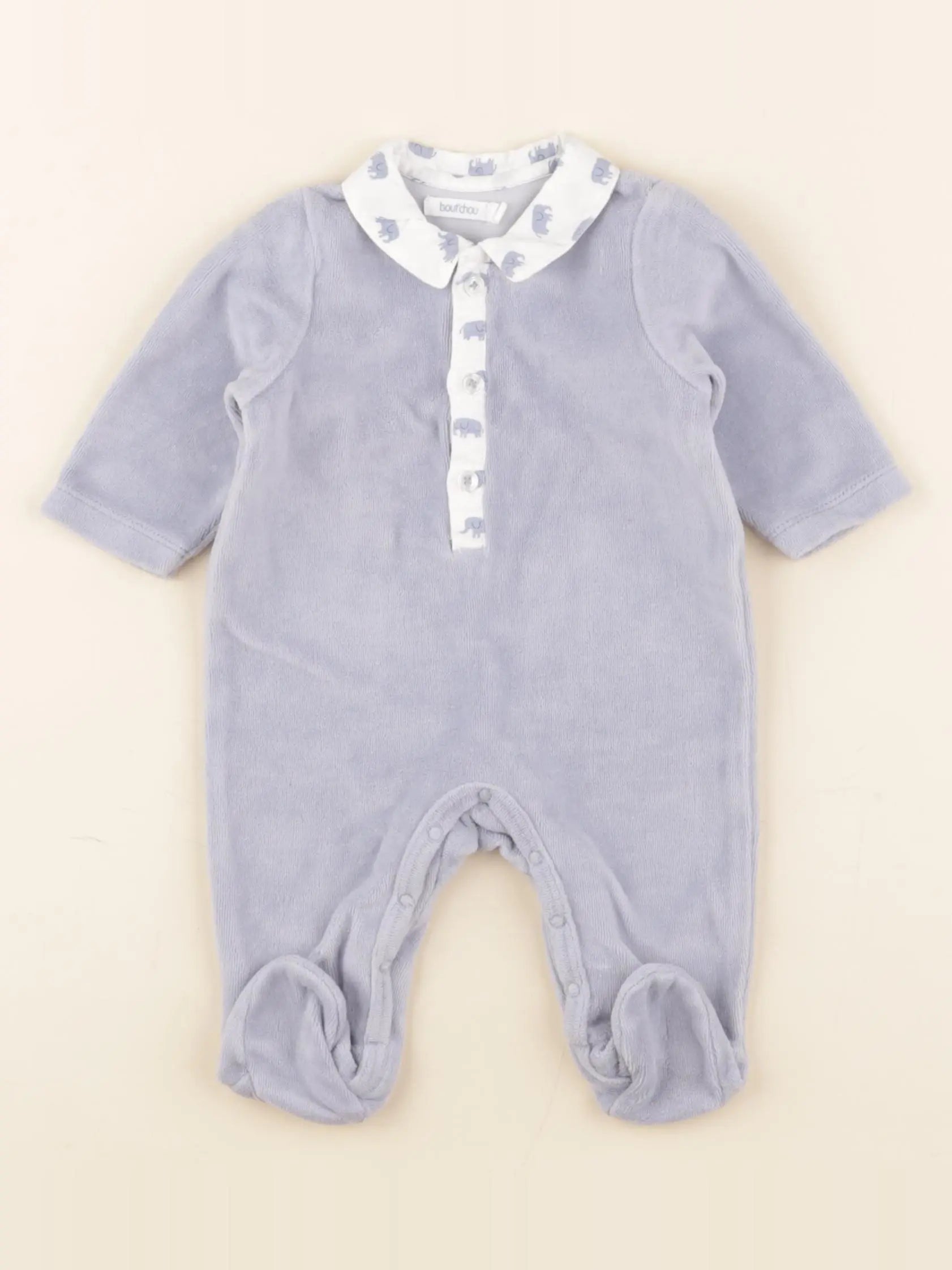 Boutchou - pyjama velours bleu - 1 mois