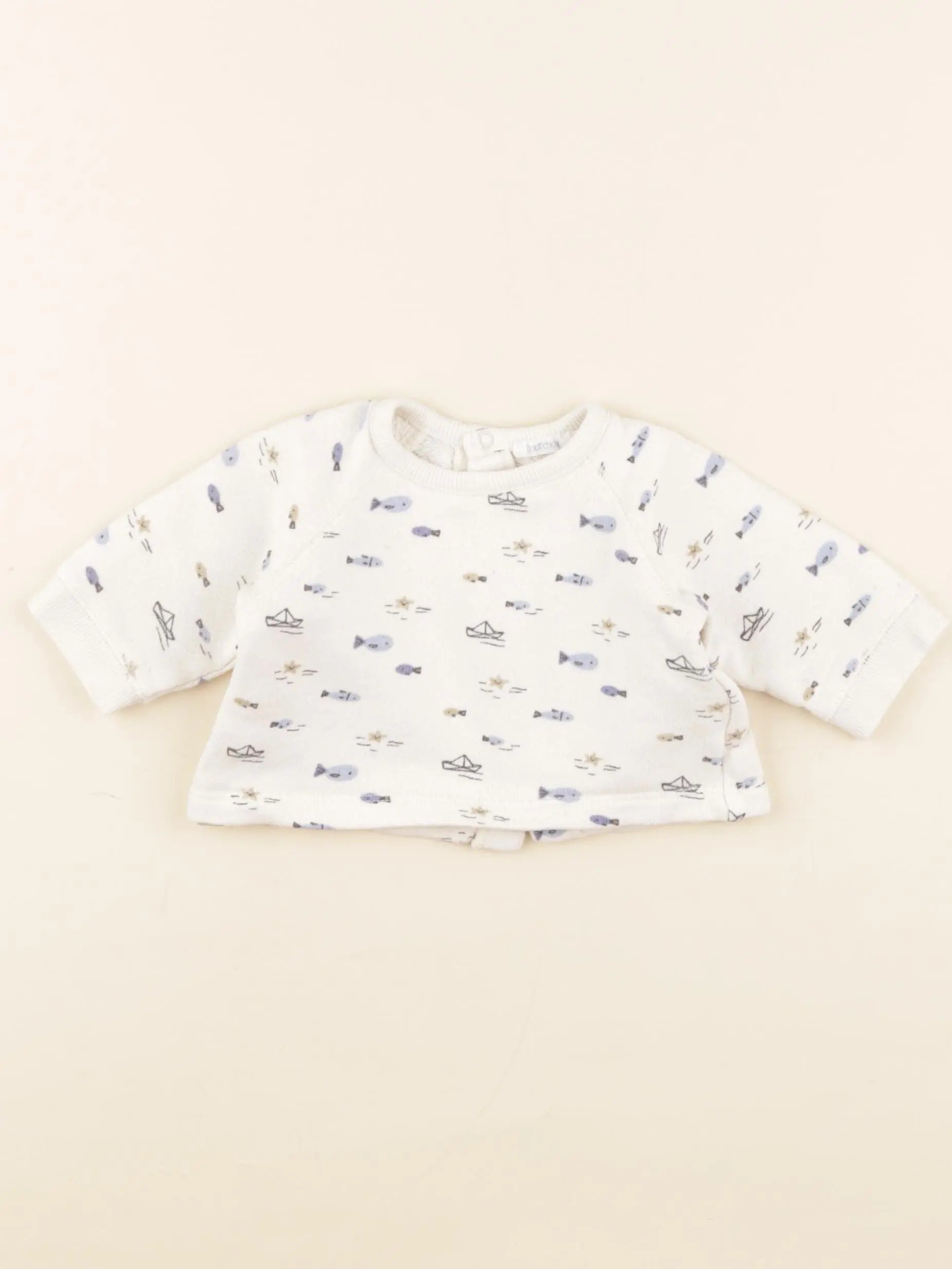 Boutchou - sweat beige, bleu - 3 mois