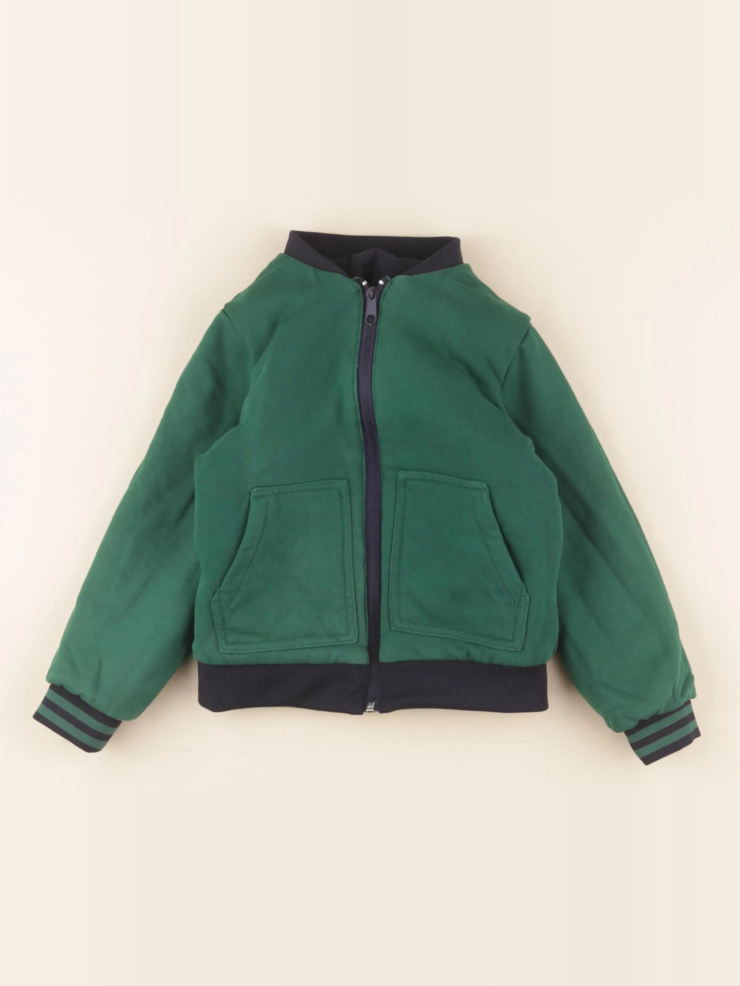 Little Cigogne - veste réversible bleu, vert - 6 ans