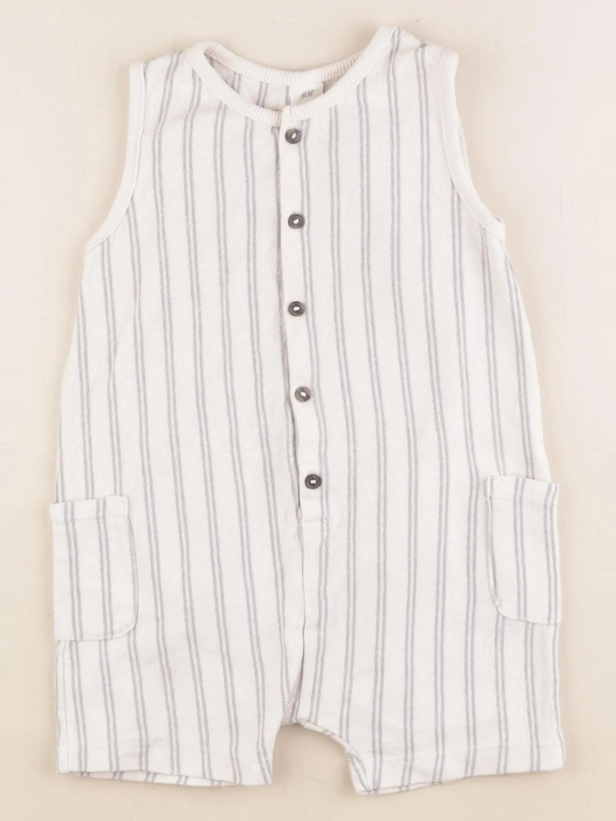 H&M - combinaison beige, gris - 12/18 mois