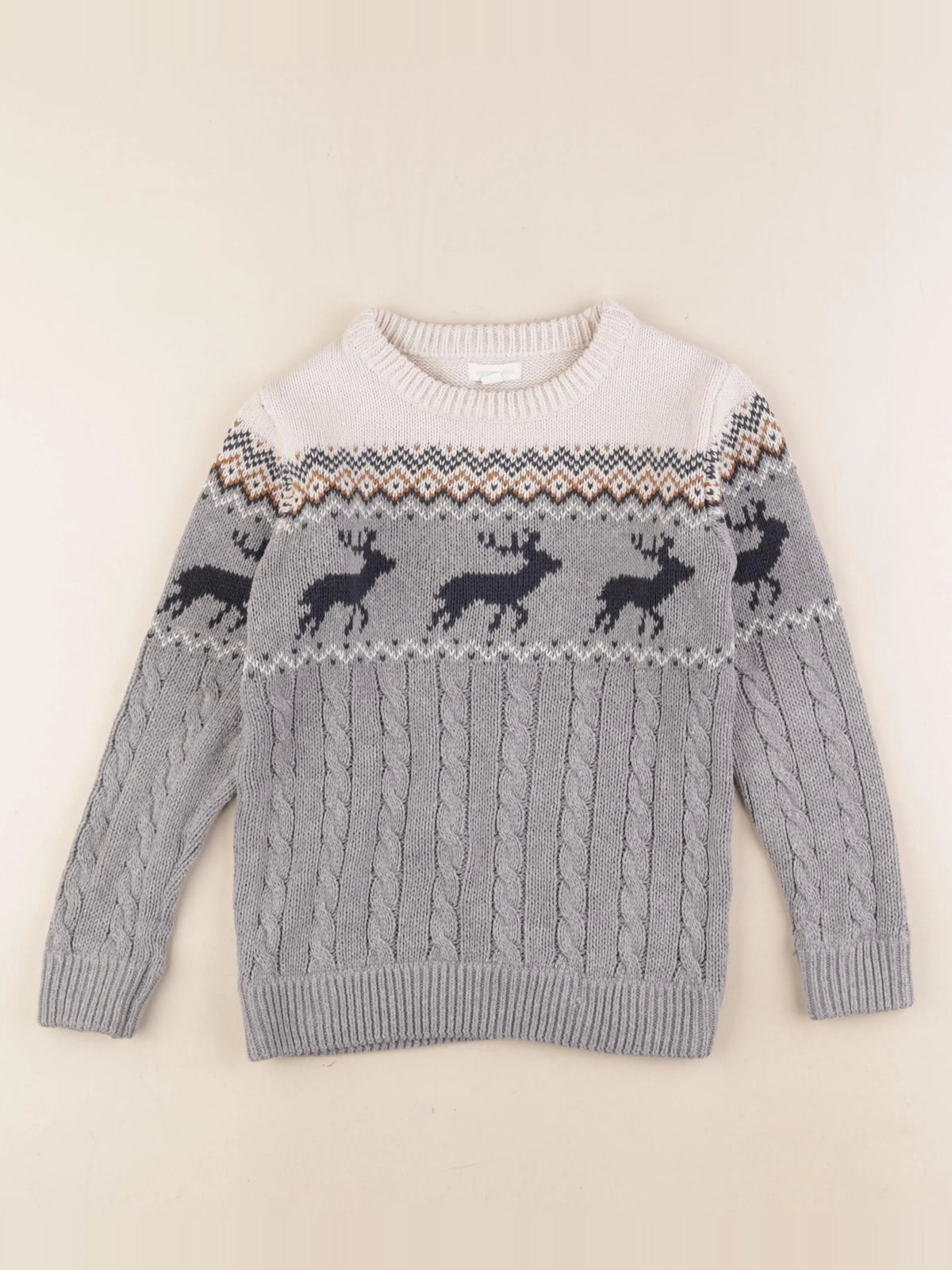 Vertbaudet - pull gris - 6 ans