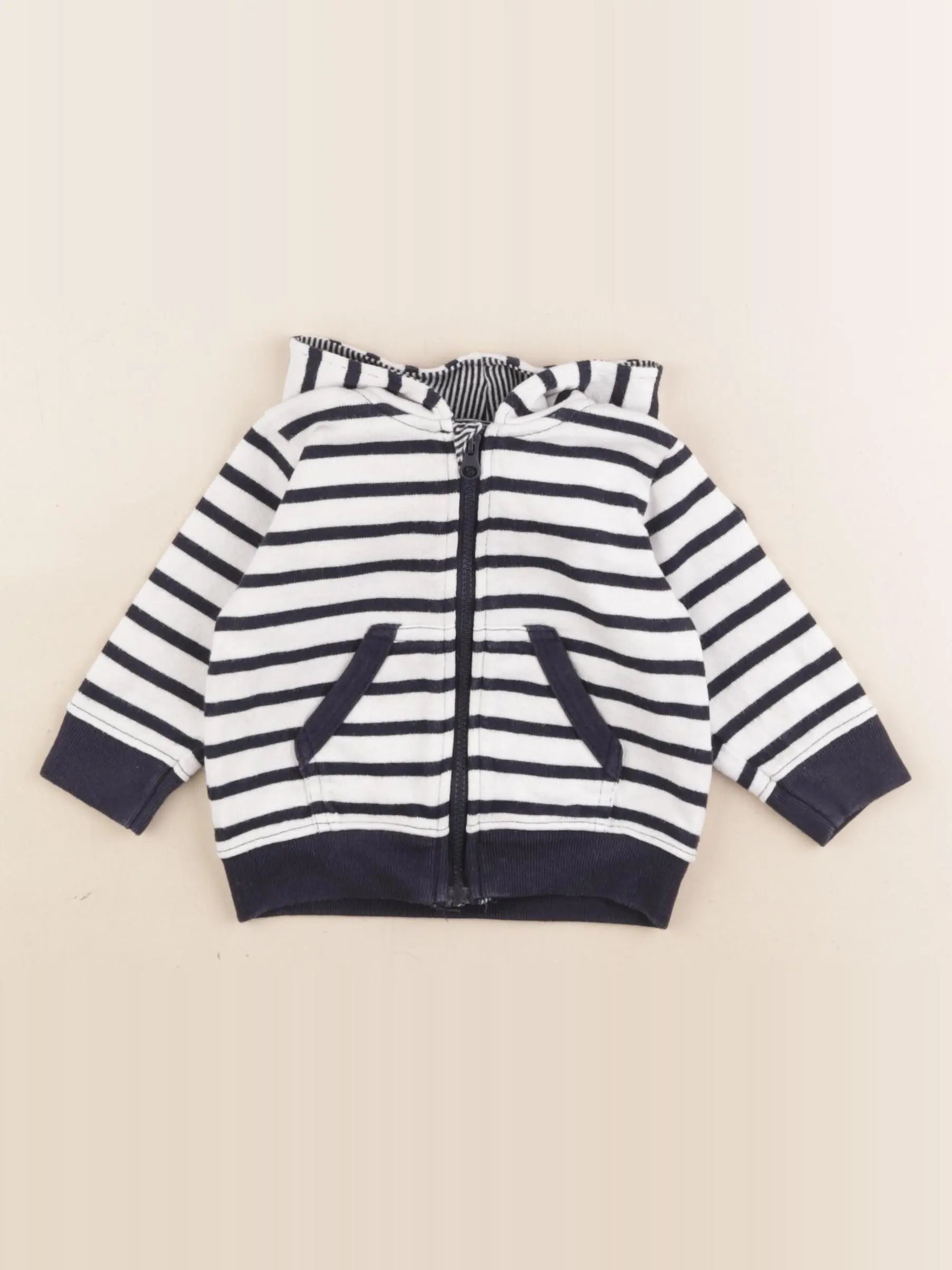 Petit Bateau - sweat bleu, blanc - 6 mois