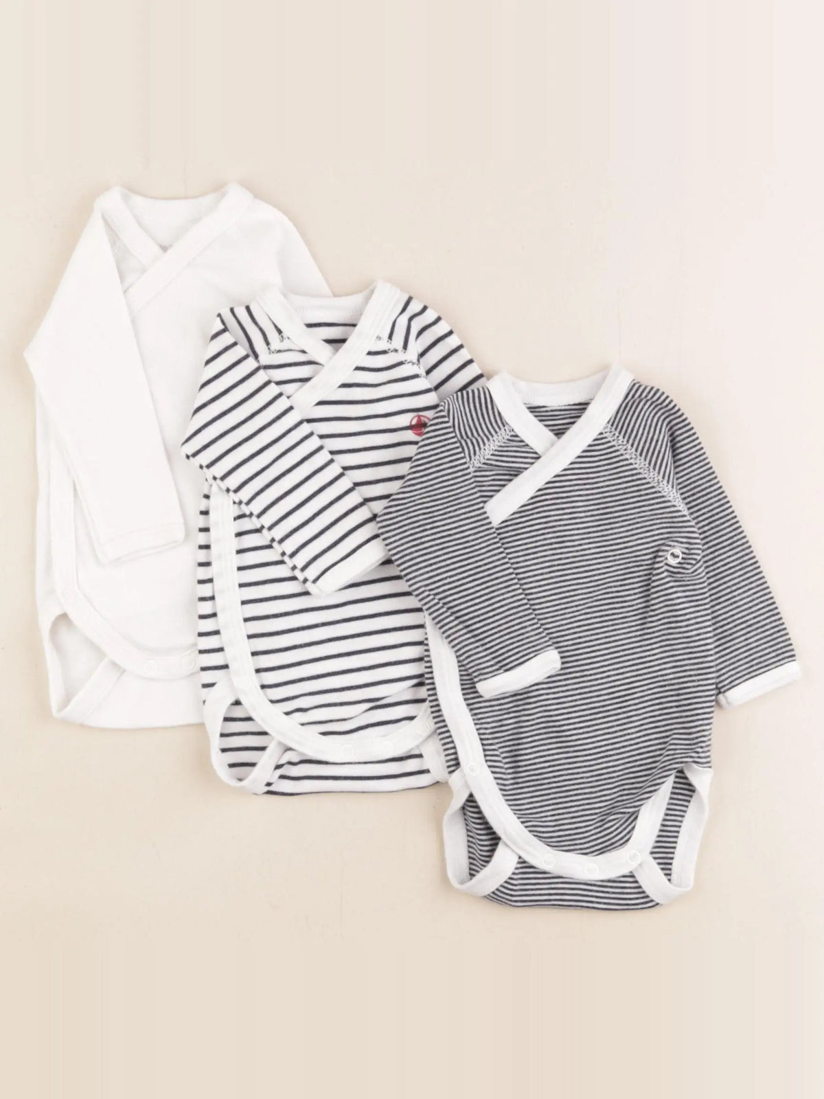 Petit Bateau - lot de 3 bodies en coton multicolore - 1 mois