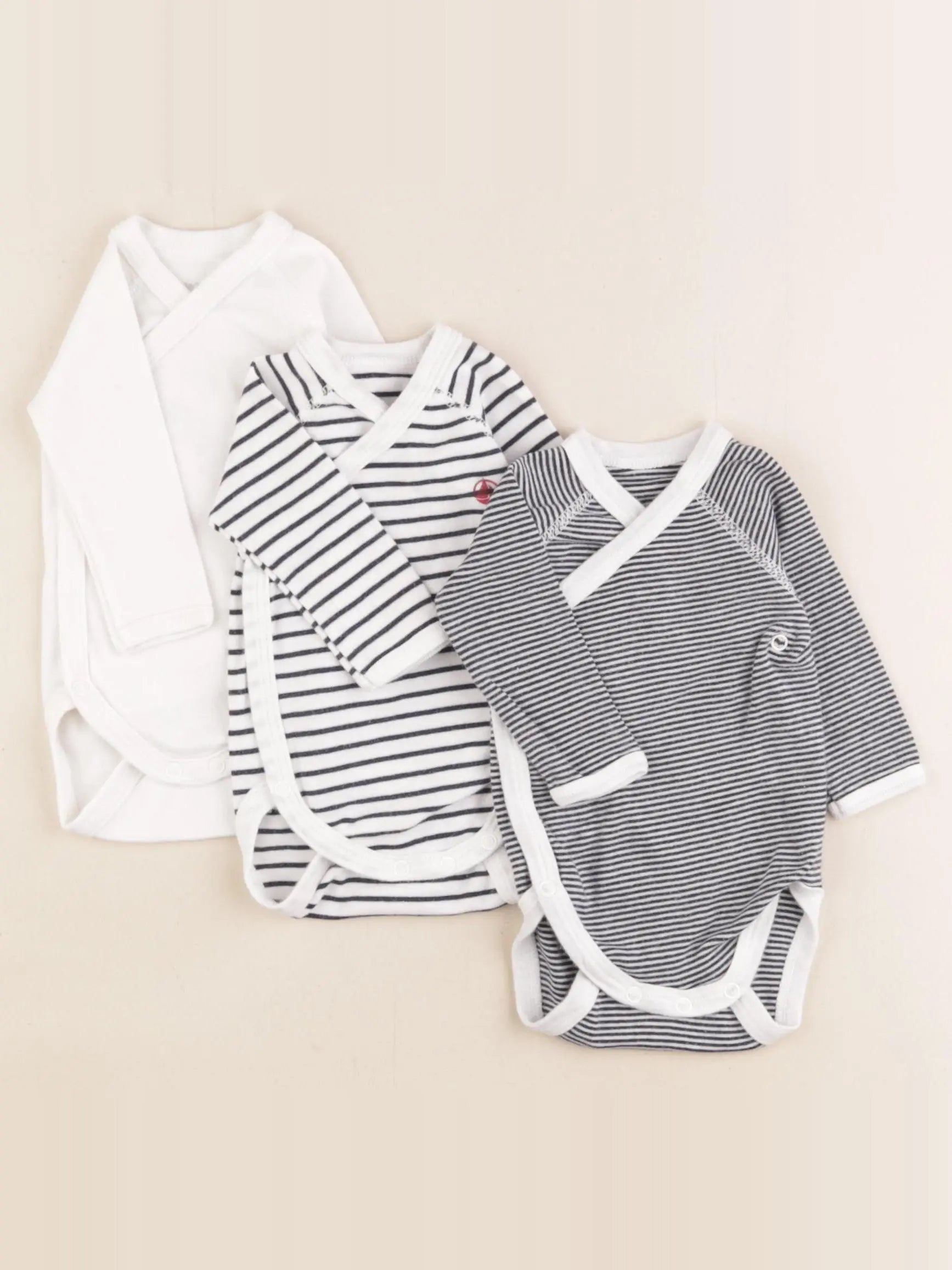 Petit Bateau - lot de 3 bodies en coton multicolore - 1 mois