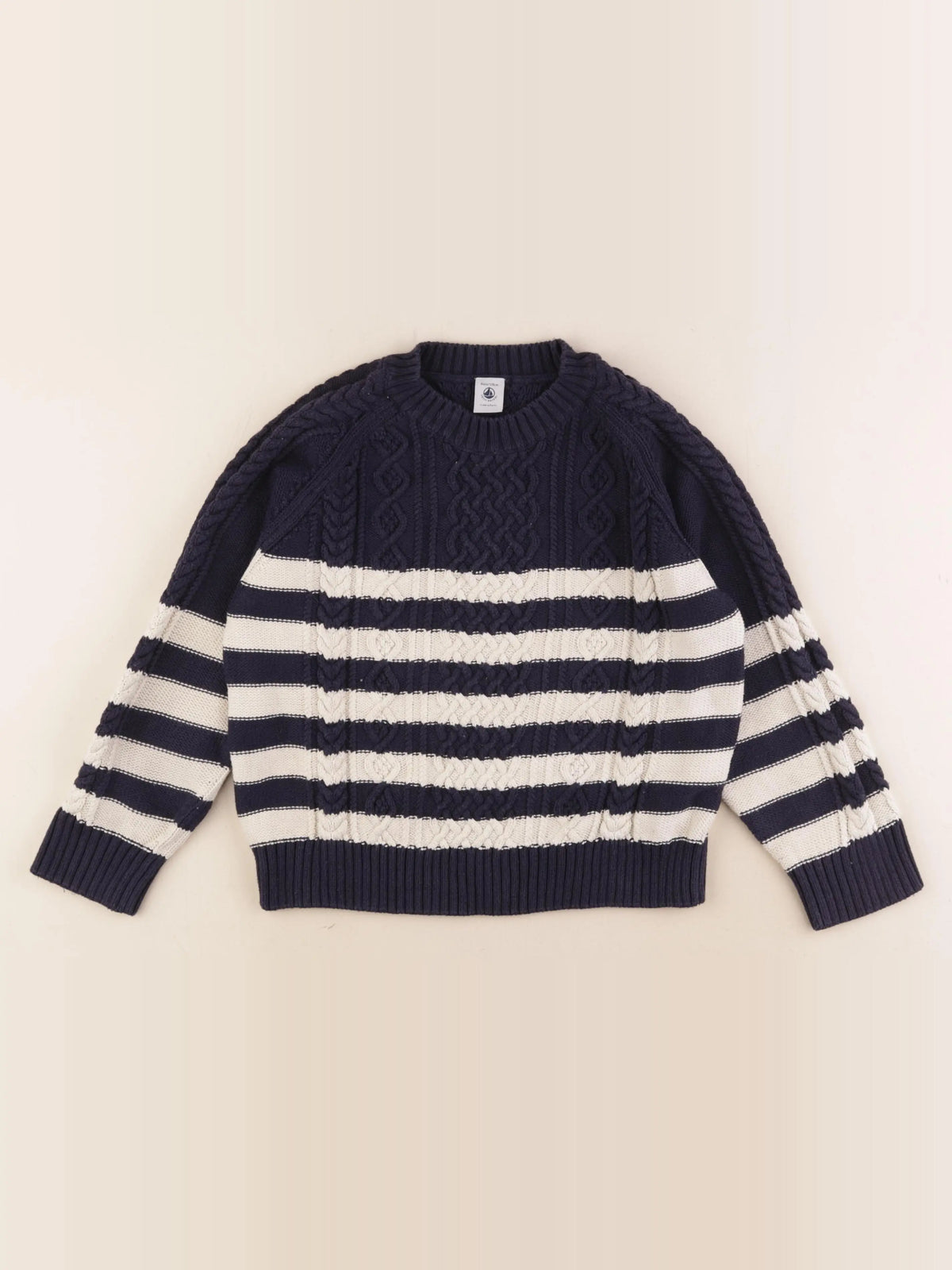 Petit Bateau - pull bleu, beige - 8 ans