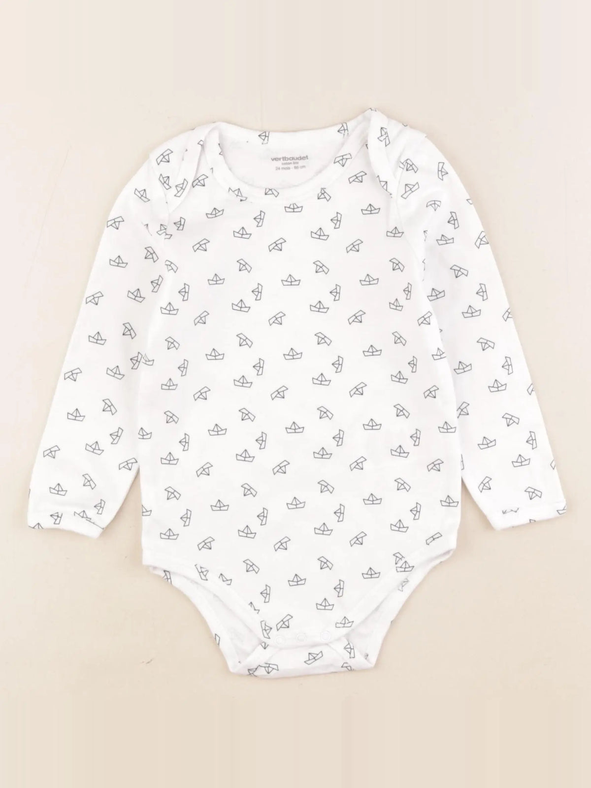 Vertbaudet - body blanc, bleu - 24 mois