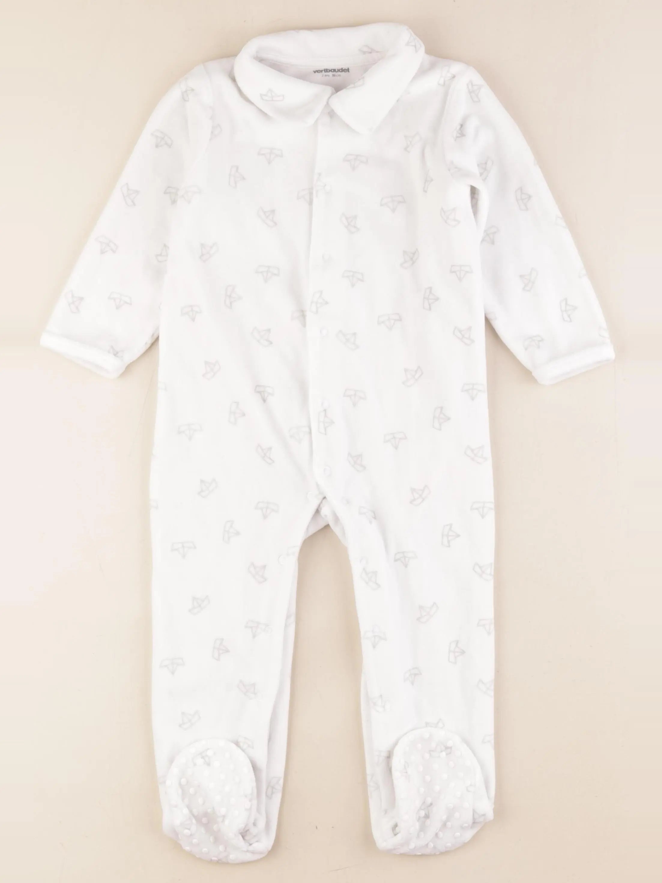 Vertbaudet - pyjama velours blanc - 2 ans