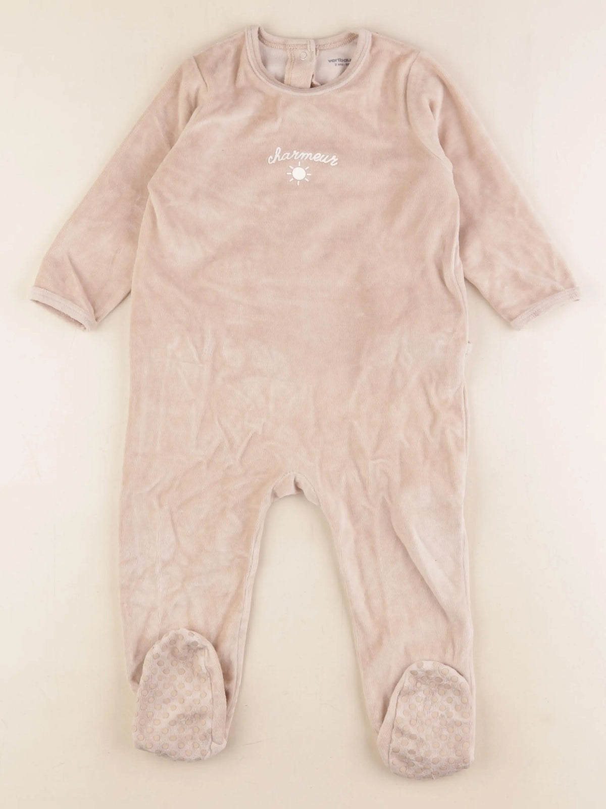 Vertbaudet - pyjama velours beige - 2 ans