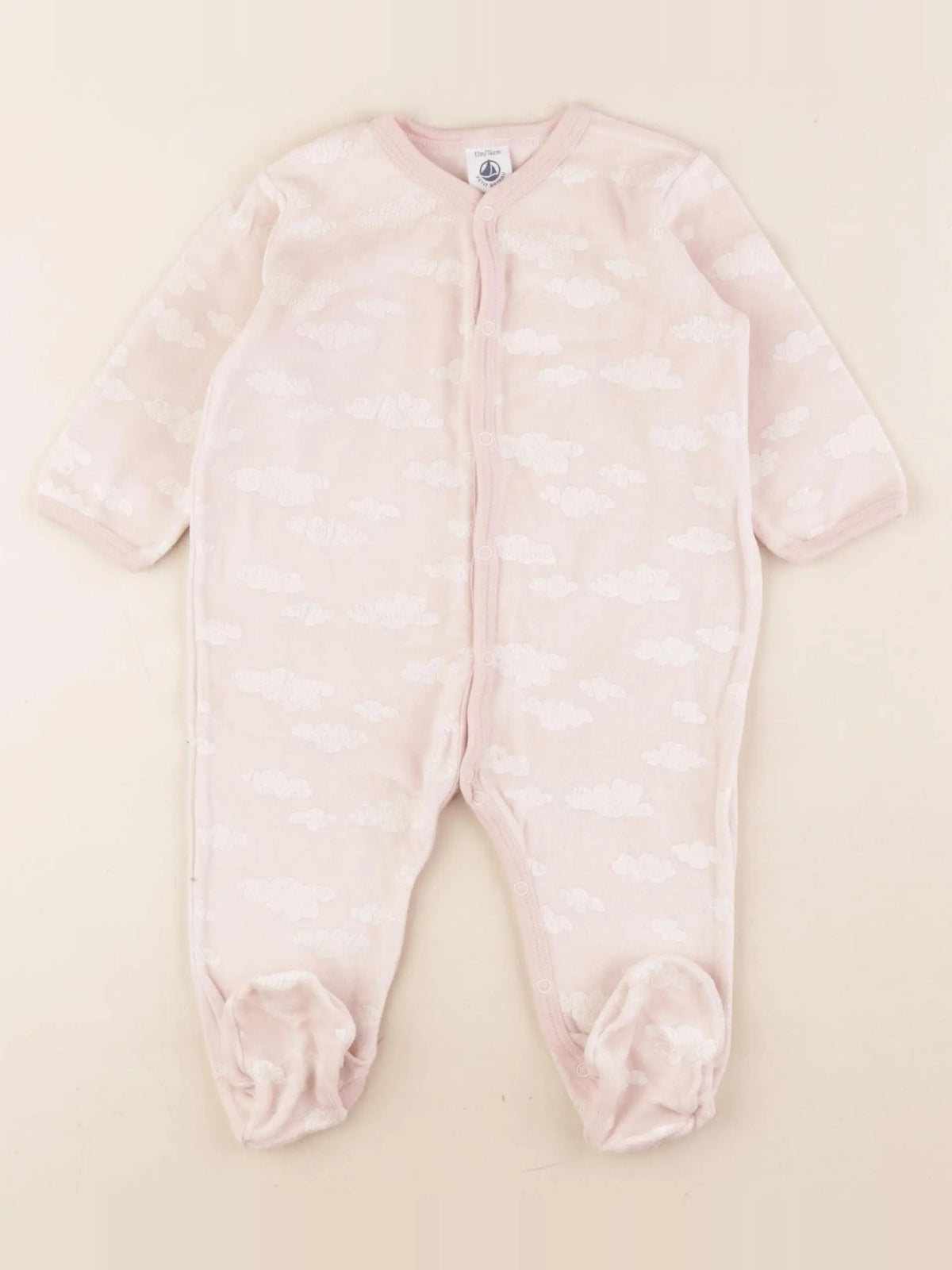 Petit Bateau - pyjama velours rose - 1 an