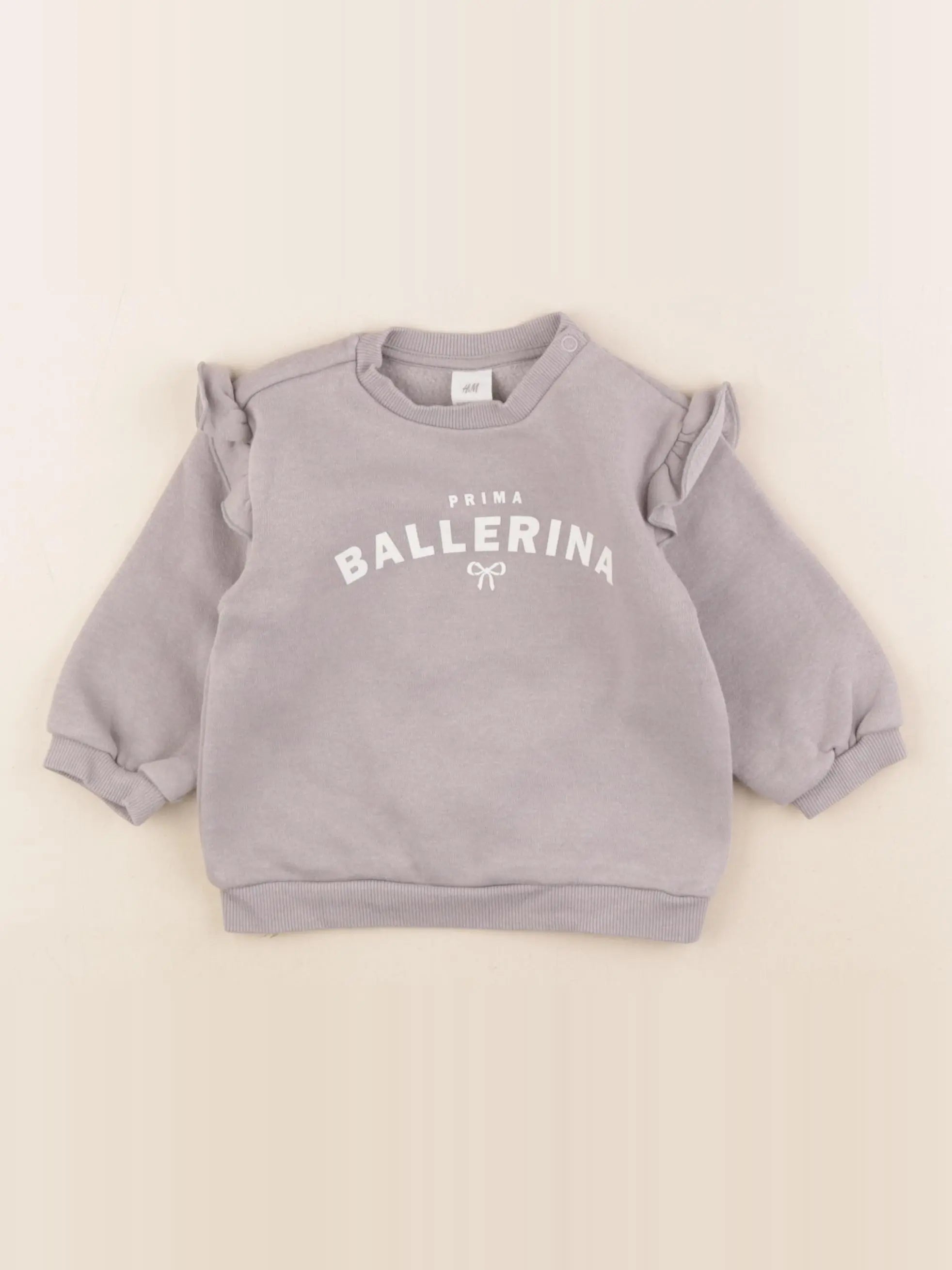 H&M - sweat taupe - 6/9 mois