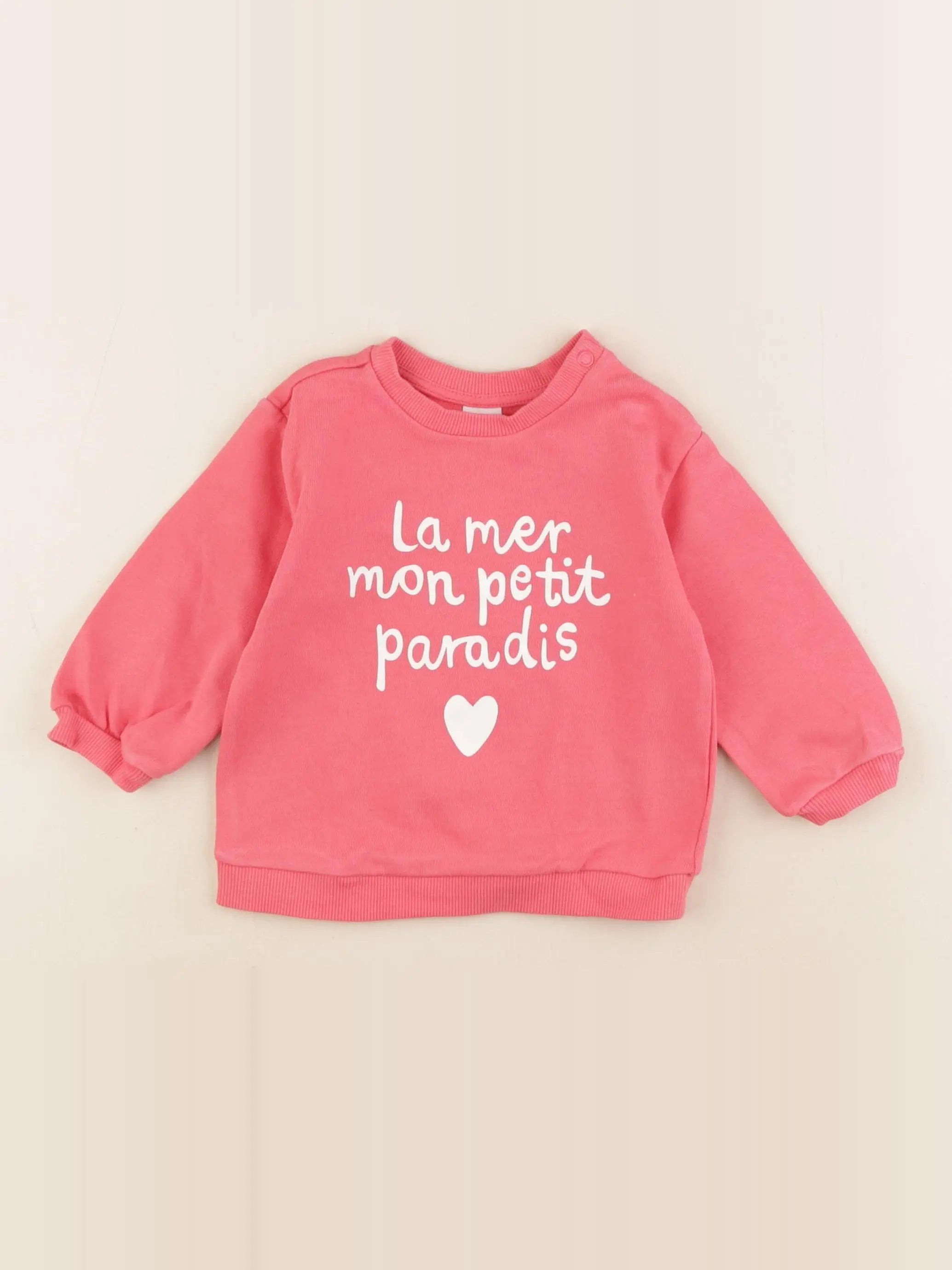 H&M - sweat rose - 6/9 mois