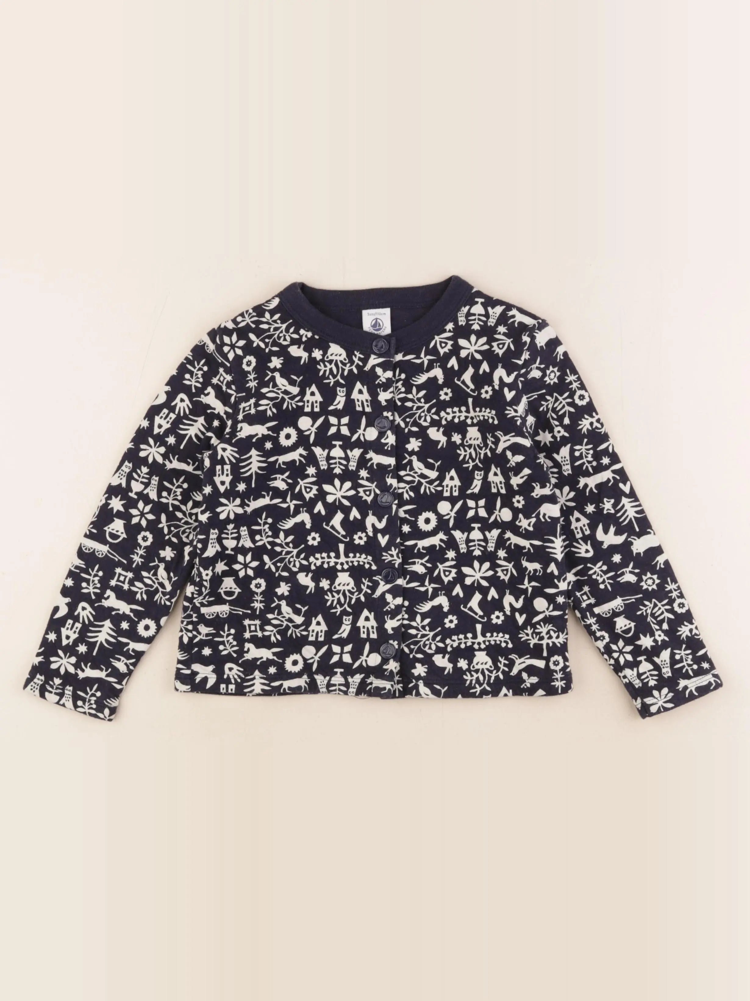 Petit Bateau - gilet bleu, blanc - 5 ans