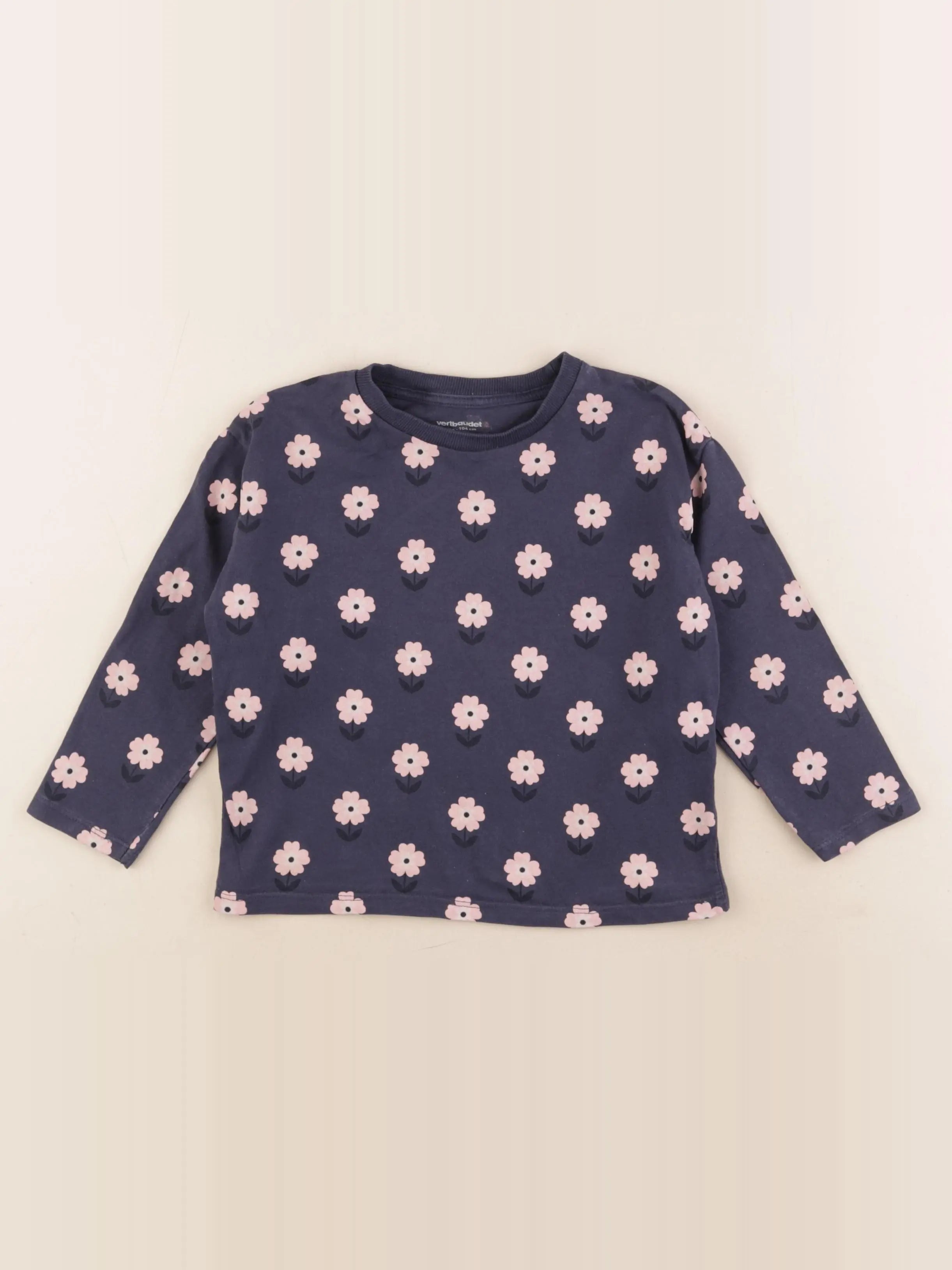 Vertbaudet - tee-shirt rose, bleu - 4 ans