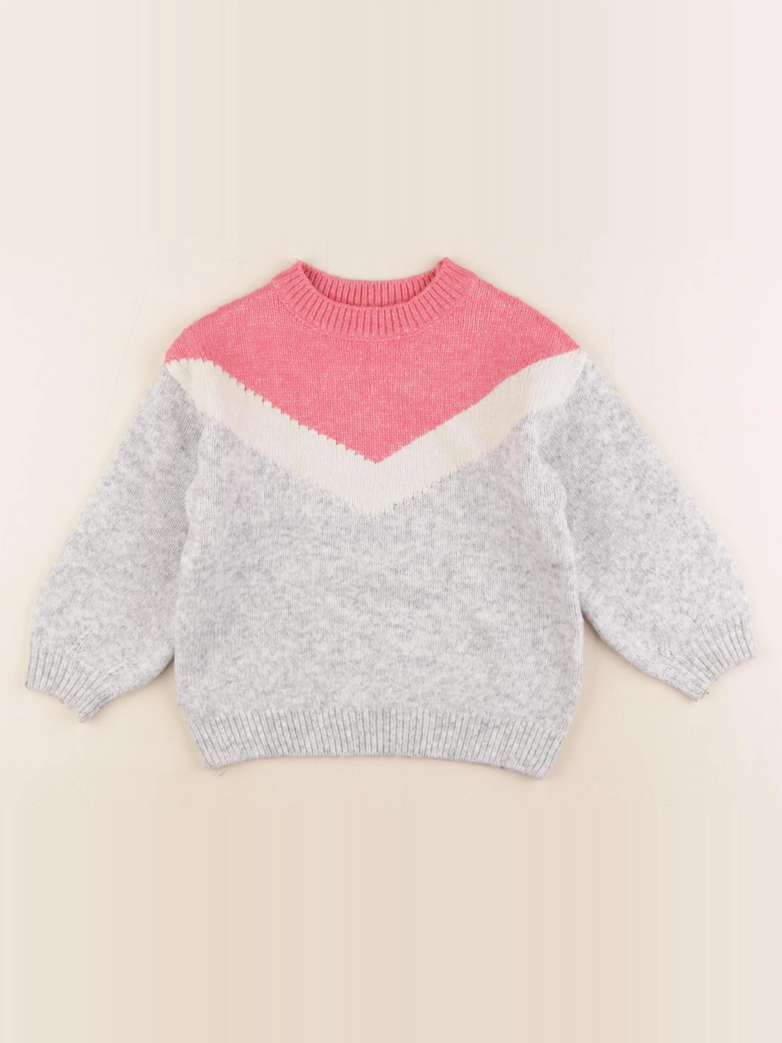 Vertbaudet - pull rose, gris - 4 ans