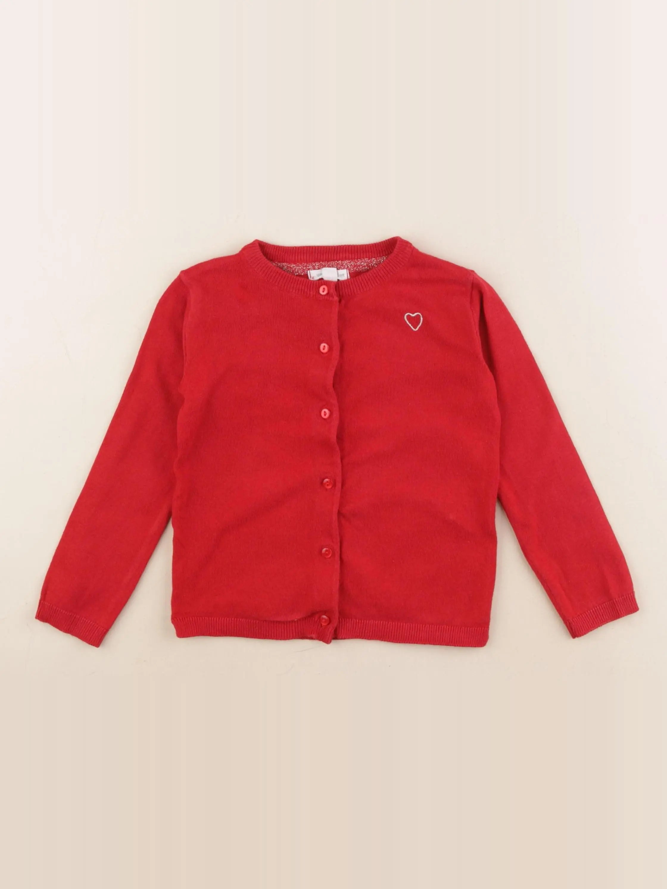 Vertbaudet - gilet rouge, or - 3 ans