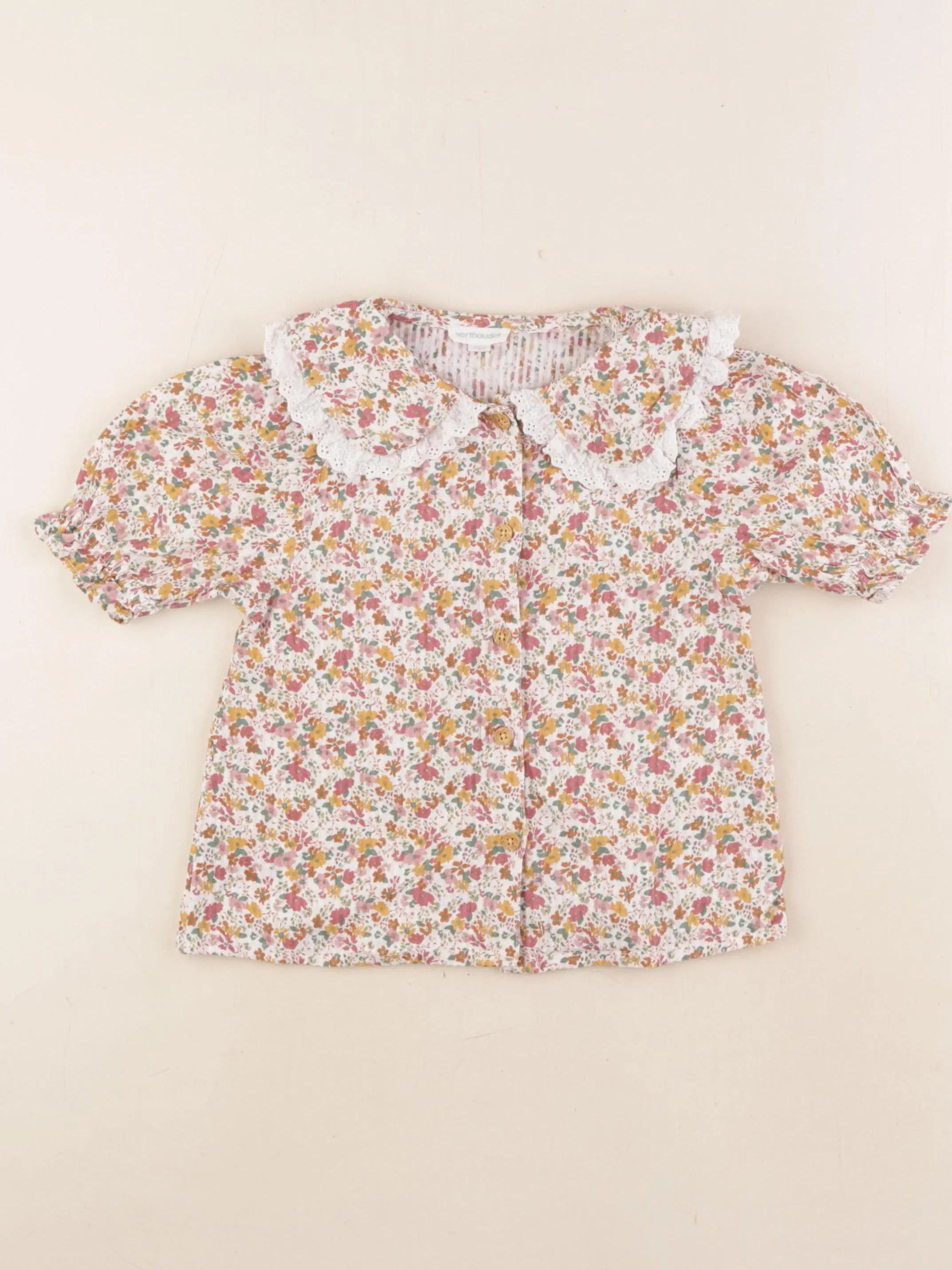 Vertbaudet - blouse rose, blanc - 4 ans