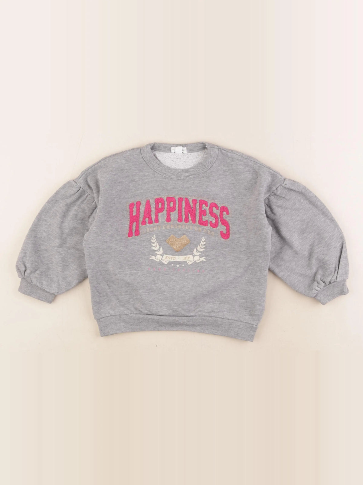 Vertbaudet - sweat or, gris - 5 ans