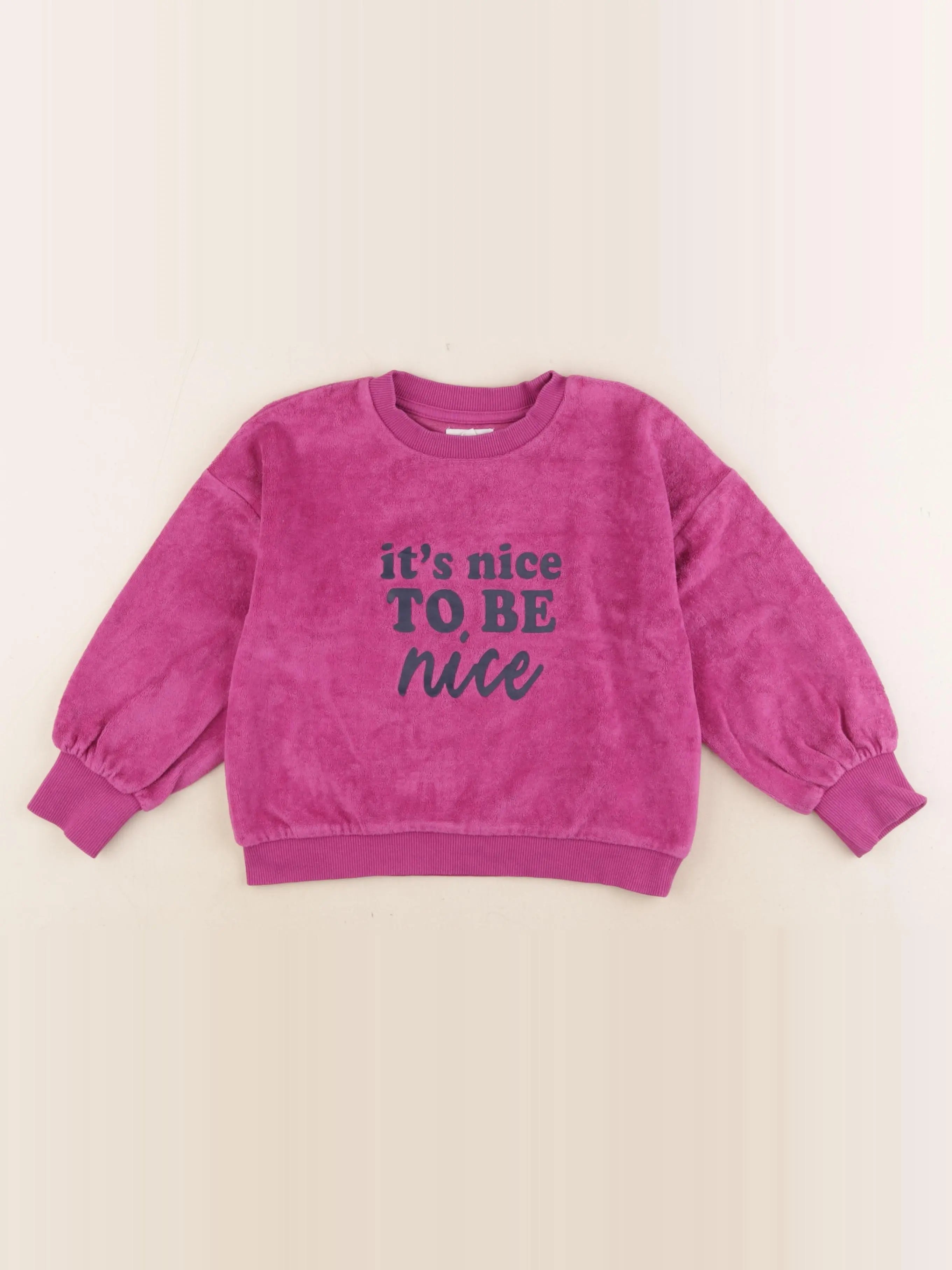 Vertbaudet - sweat velours rose - 5 ans