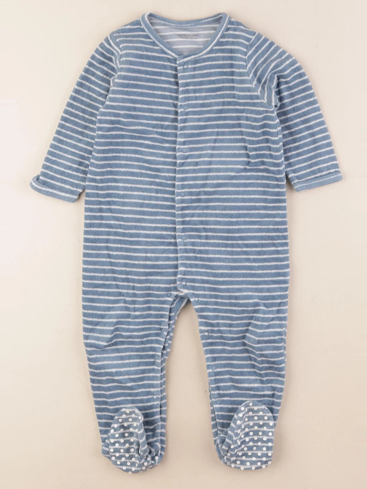Vertbaudet - pyjama velours blanc, bleu - 18 mois