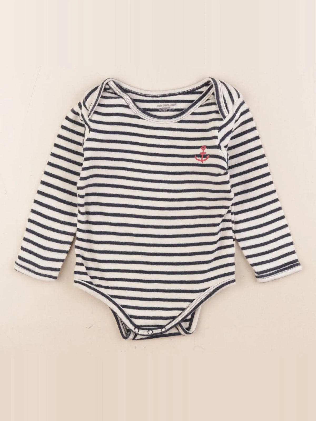 Vertbaudet - body bleu, beige - 3 ans