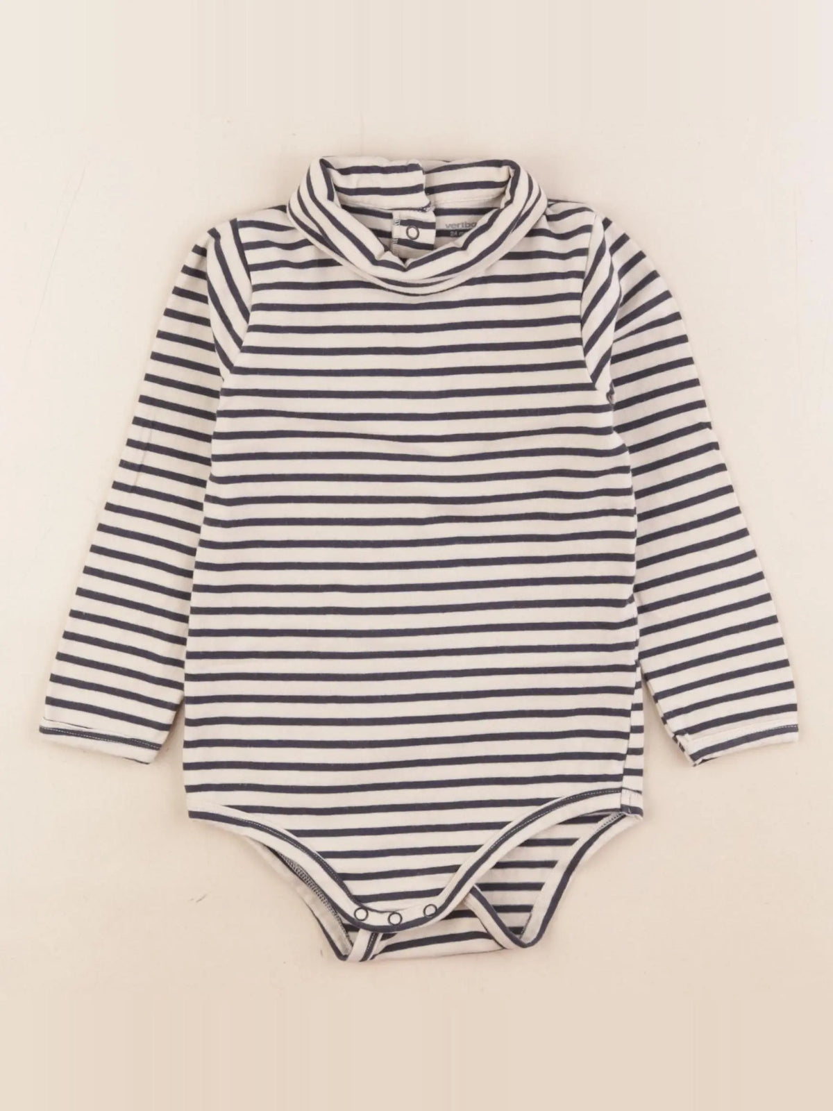 Vertbaudet - body à col beige, bleu - 2 ans