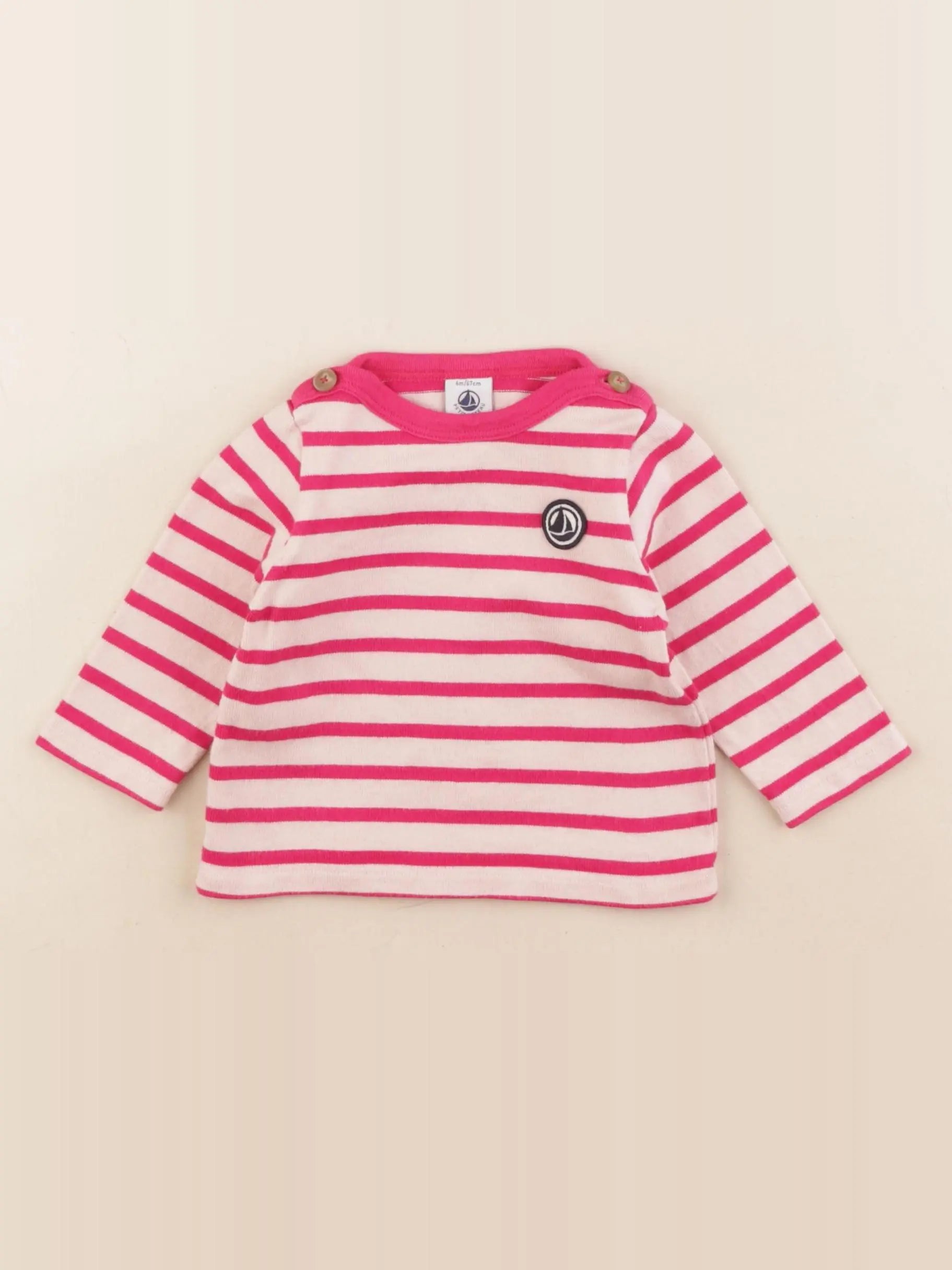 Petit Bateau - tee-shirt rose - 6 mois