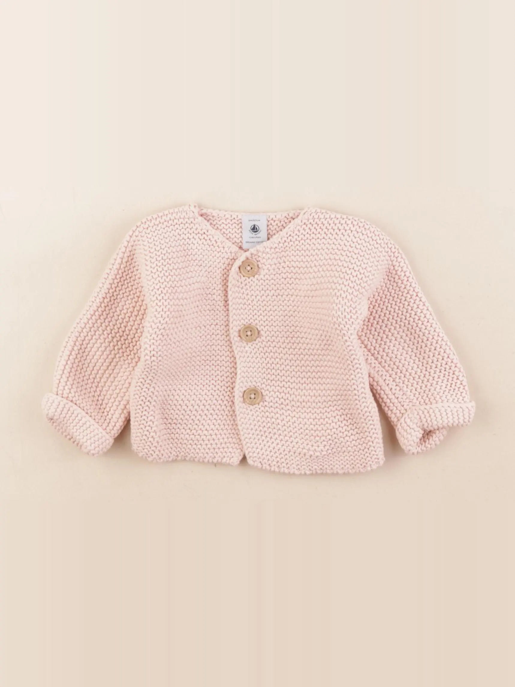 Petit Bateau - gilet rose - 6 mois