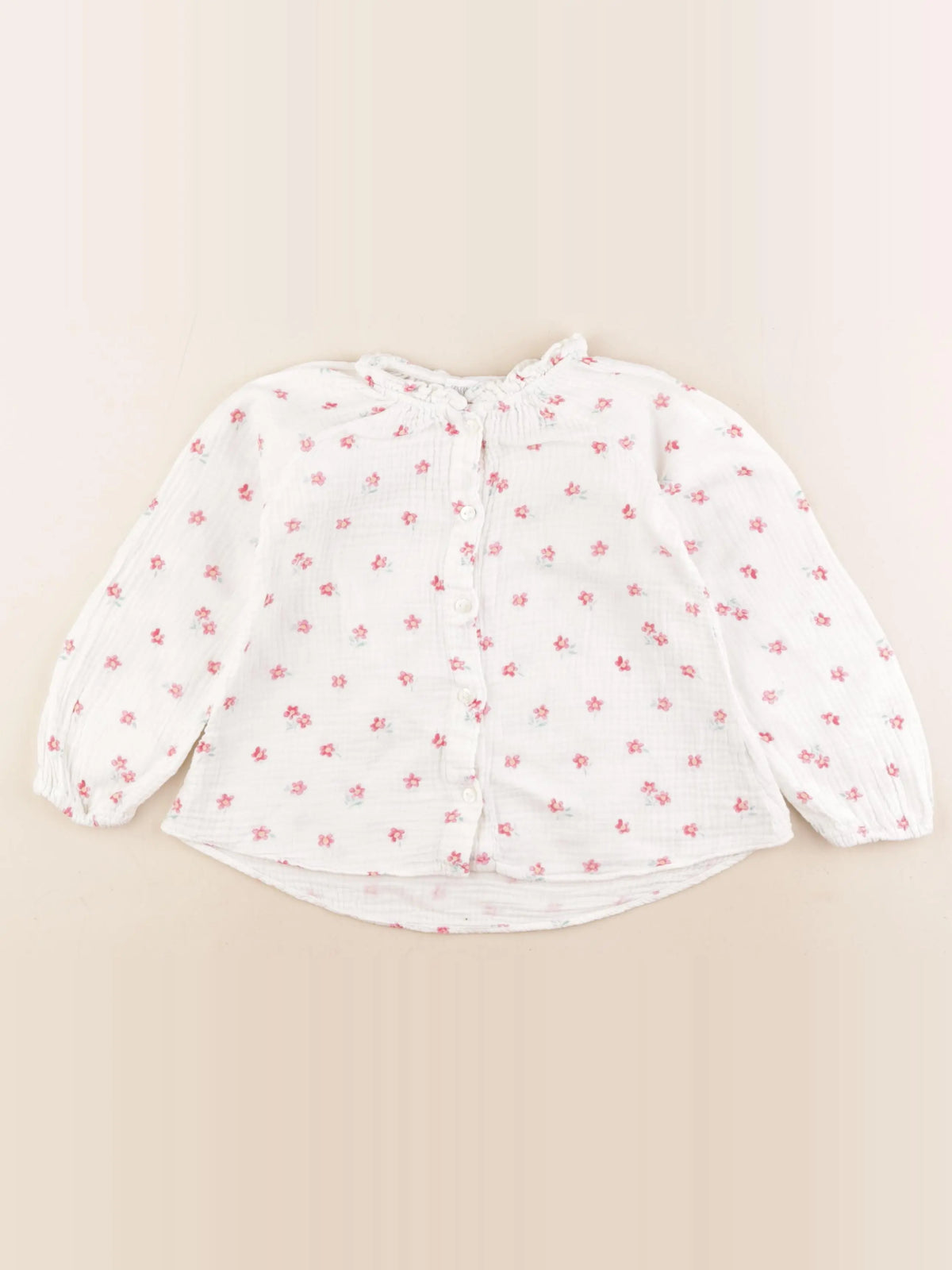 Zara - blouse blanc, rose - 3/4 ans
