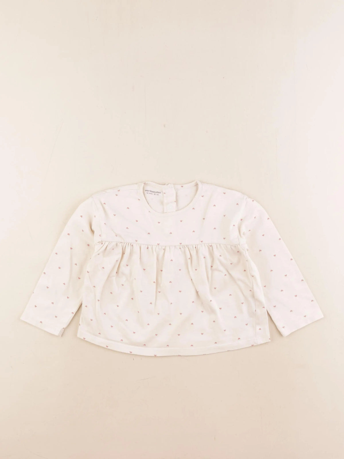 Vertbaudet - tee-shirt beige, rose - 18 mois
