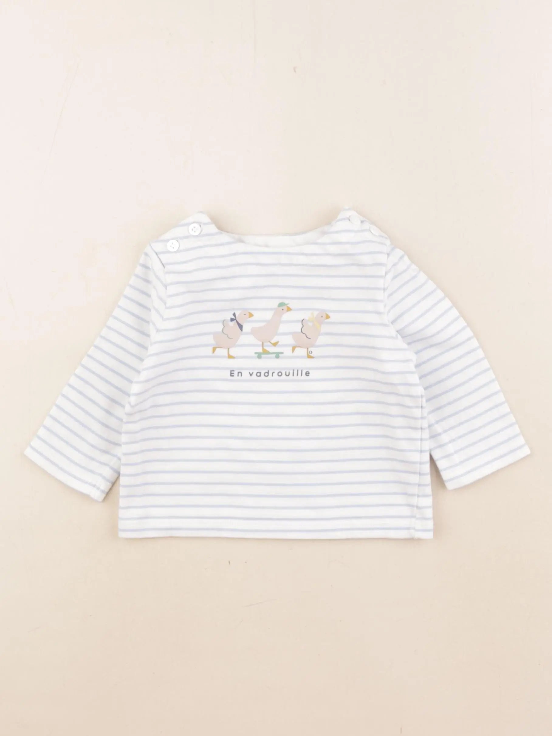 Cyrillus - tee-shirt blanc, bleu - 6 mois
