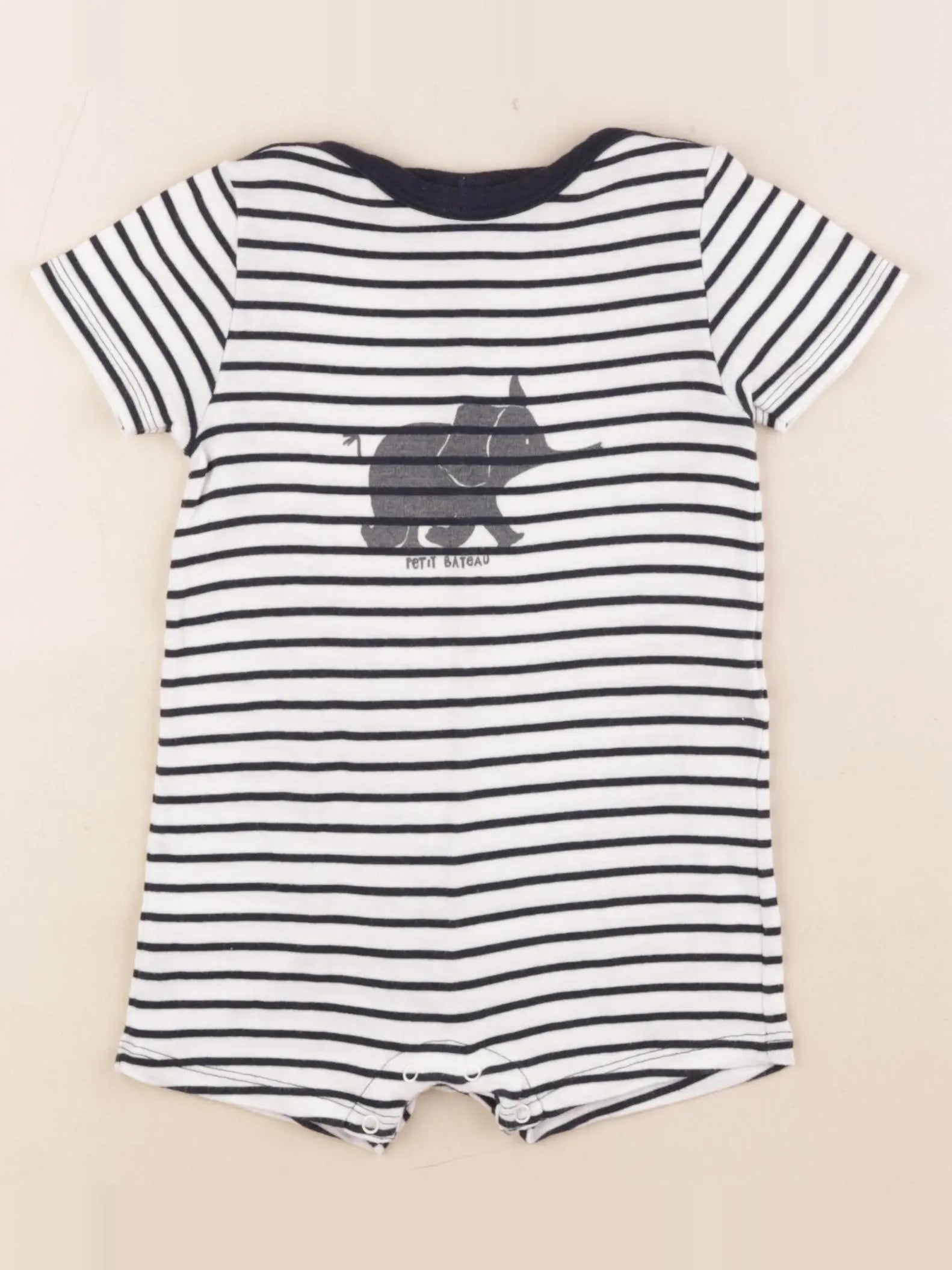 Petit Bateau - pyjama coton blanc, bleu - 6 mois