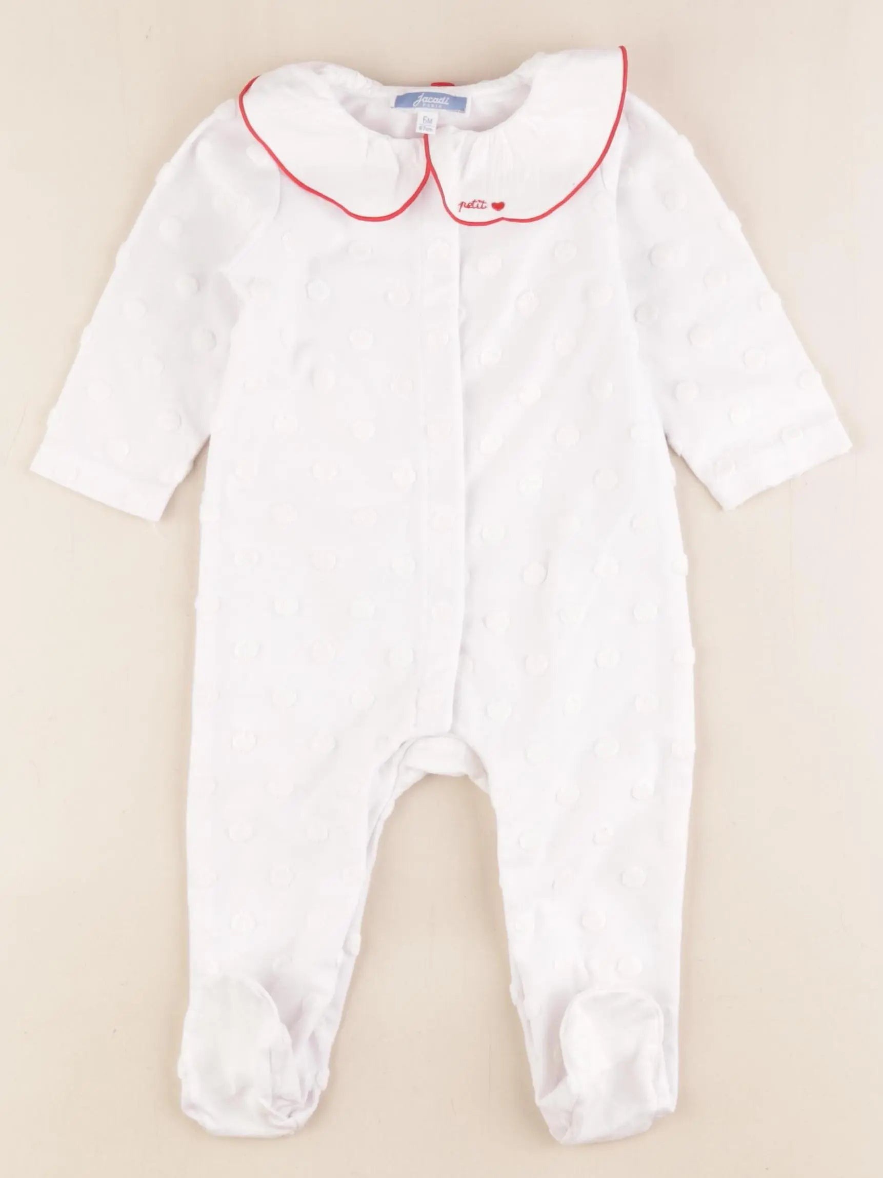Jacadi - pyjama coton blanc, rouge - 6 mois