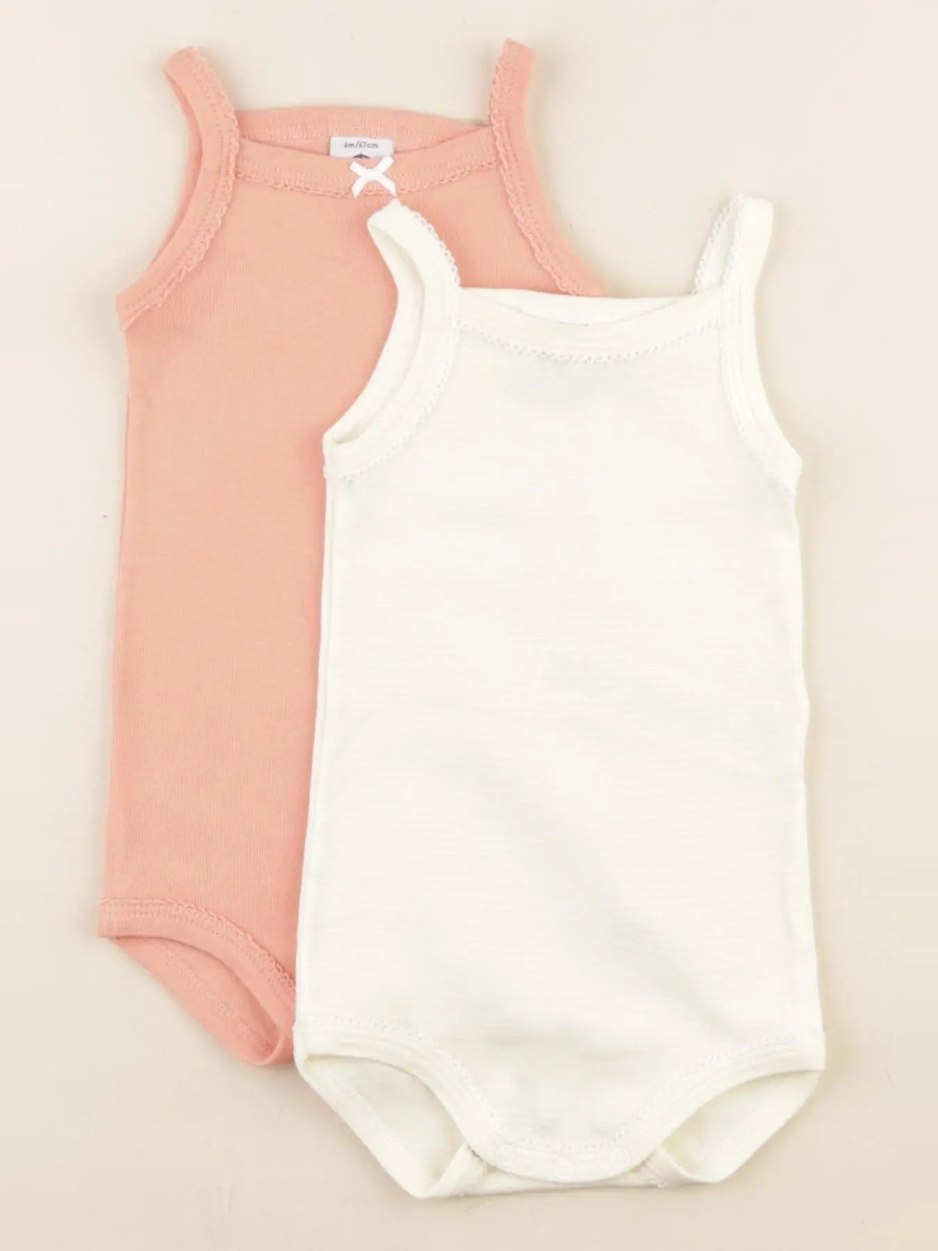 Petit Bateau - lot de 2 bodies en coton jaune, rose - 6 mois