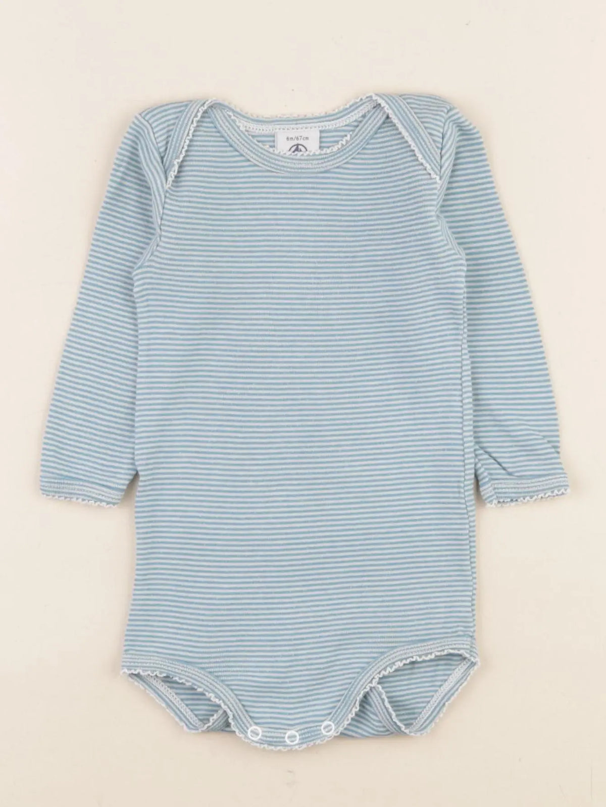 Petit Bateau - body bleu, blanc - 6 mois