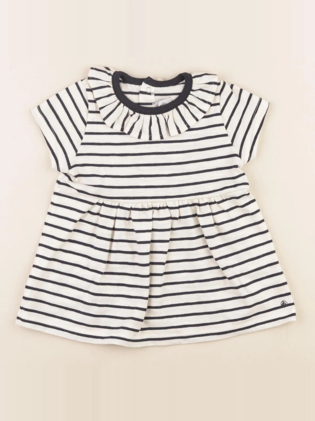 Petit Bateau - robe bleu, beige - 3 mois