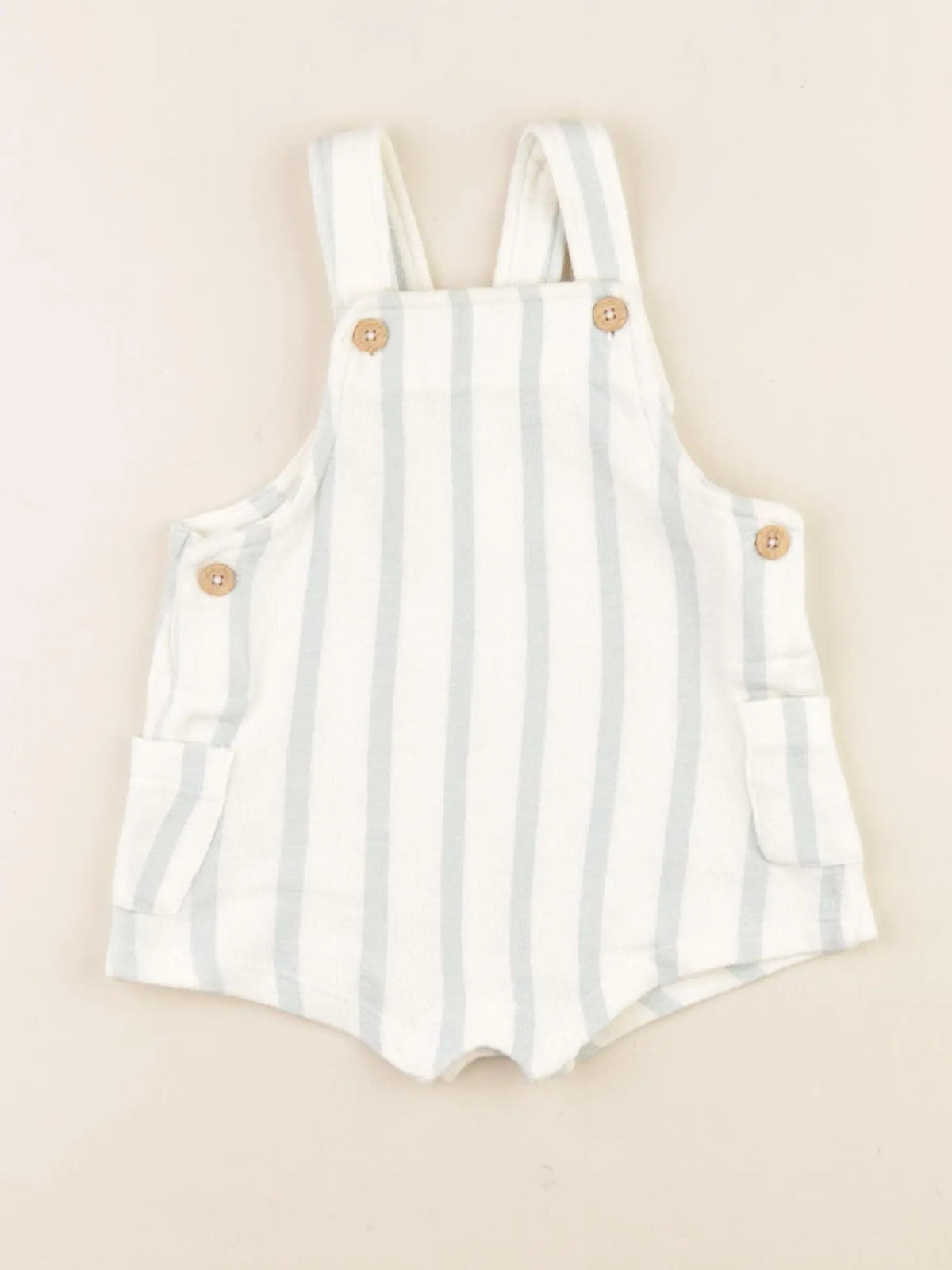 Vertbaudet - salopette beige, bleu - 3 mois