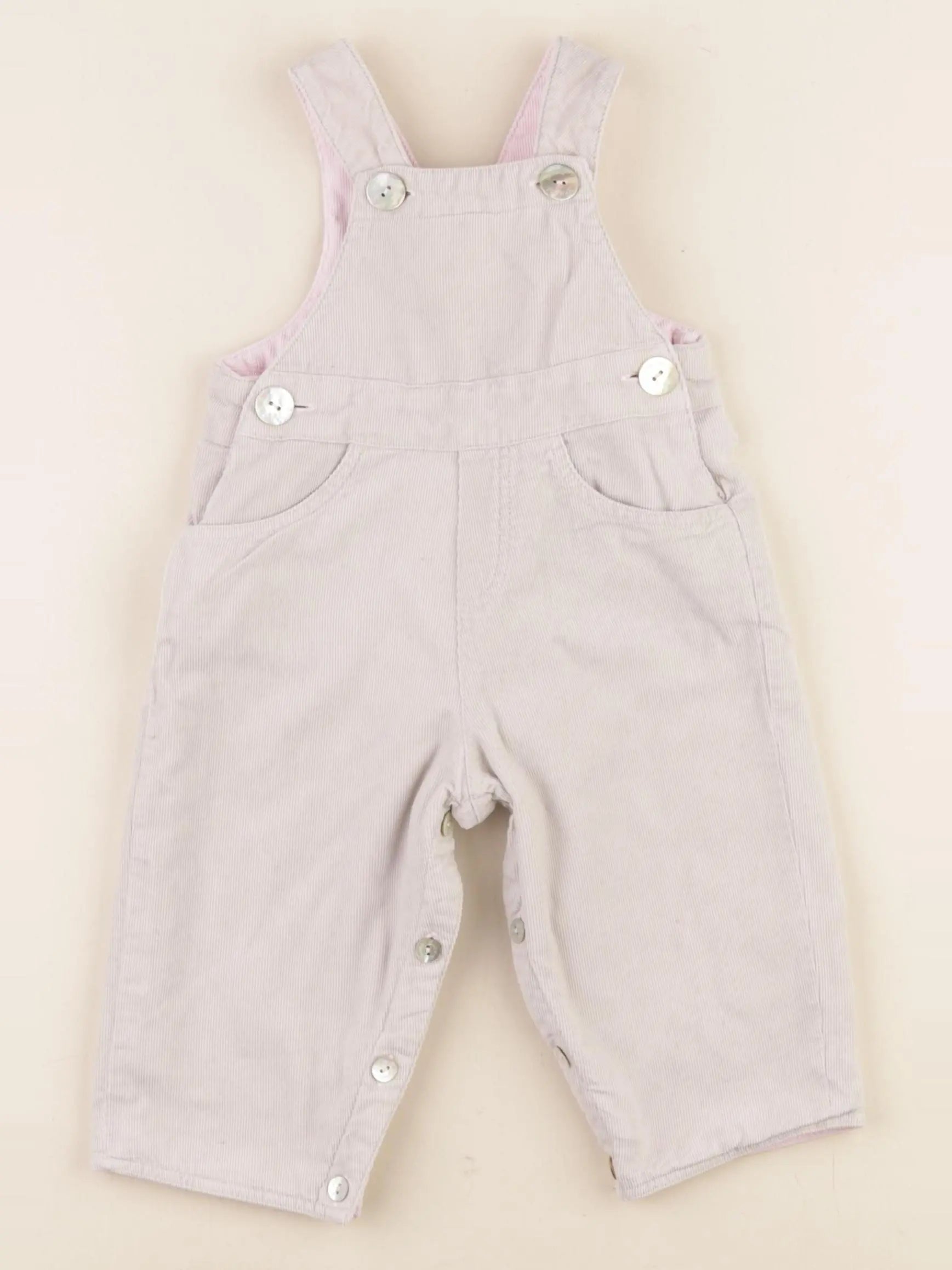 Cadet Rousselle - salopette réversible rose, gris - 6 mois