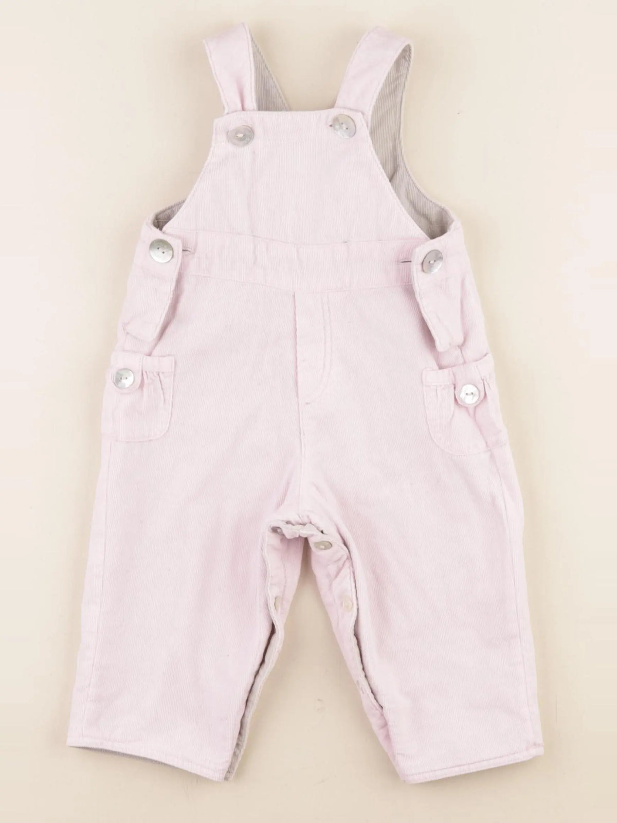 Cadet Rousselle - salopette réversible rose, gris - 6 mois