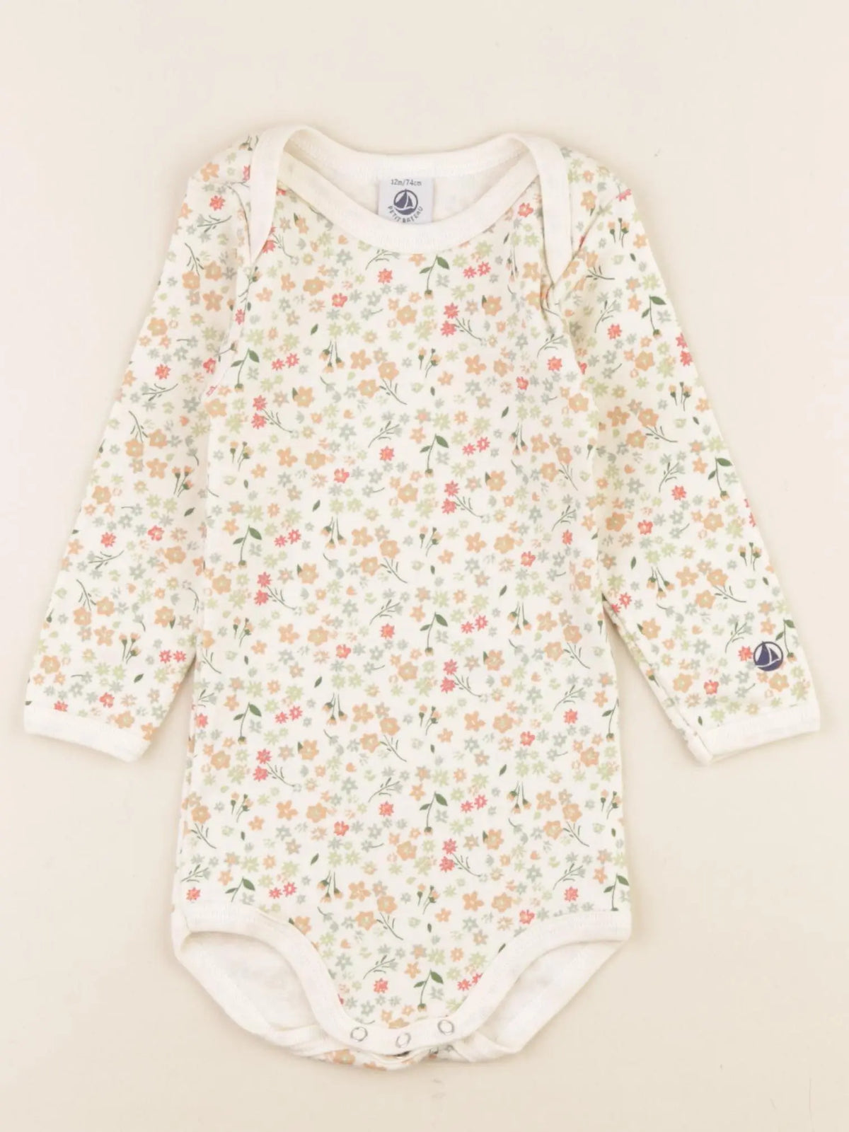 Petit Bateau - body beige - 1 an