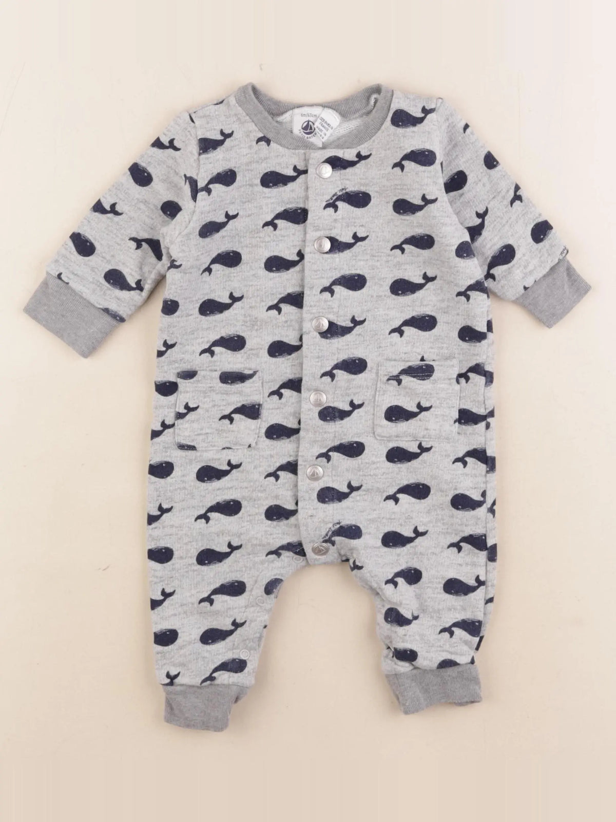 Petit Bateau - combinaison gris - 6 mois