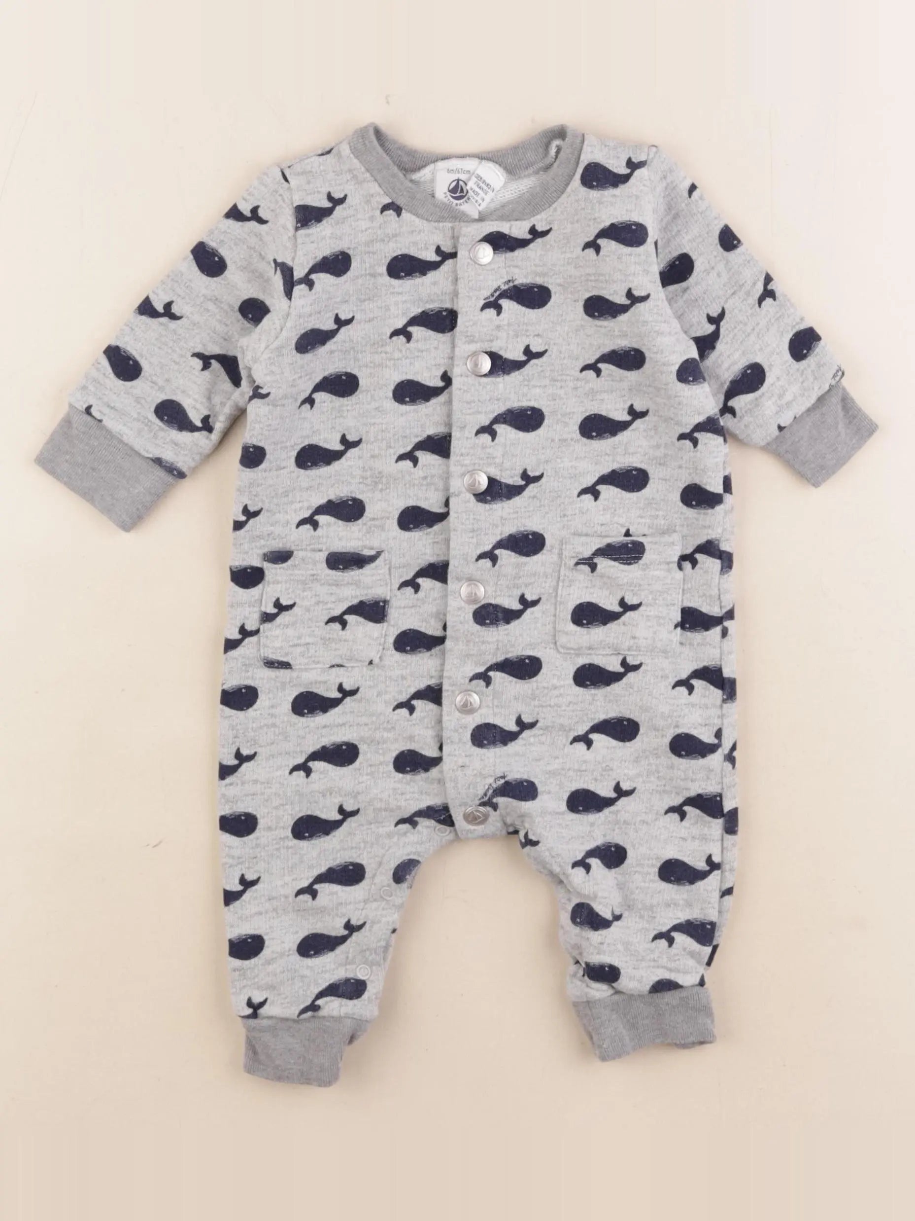 Petit Bateau - combinaison gris - 6 mois